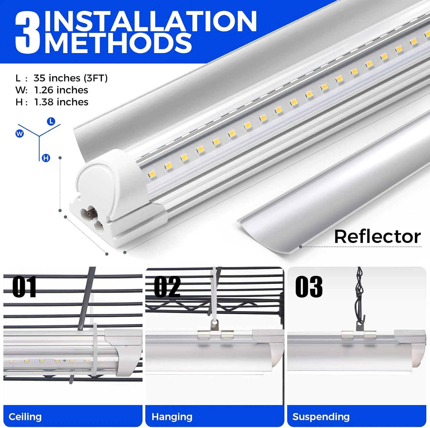 Barrina 4-Tier Plant Stand with 6-Pack T8 30W LED Grow Lights 3FT 5000K | Full Spectrum, Tent, Thermo-Hygrometer & Timer | QI30 - Image 6