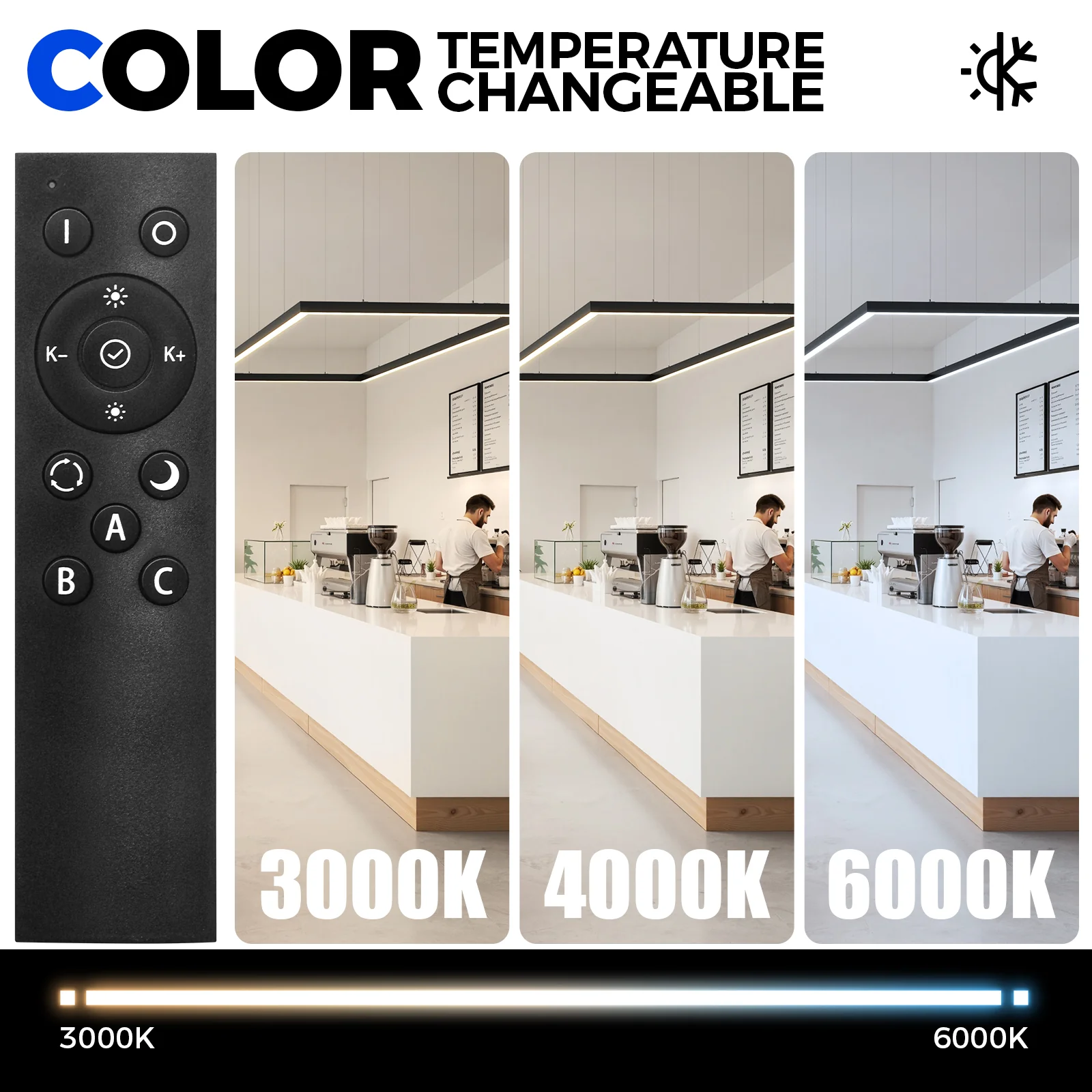Barrina 4040 Remote Series 3nd-Generation 180W Rectangular Set LED Linear Lights 6FT * 3FT 3000K - 6000K 15000LM | Seamless Connection & Color Changing - Image 3
