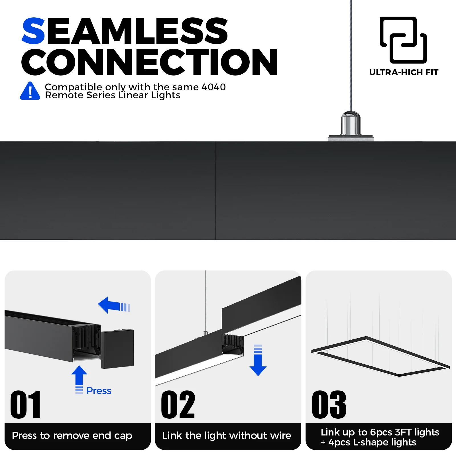 Barrina 4040 Remote Series 3nd-Generation 180W Rectangular Set LED Linear Lights 6FT * 3FT 3000K - 6000K 15000LM | Seamless Connection & Color Changing - Image 6