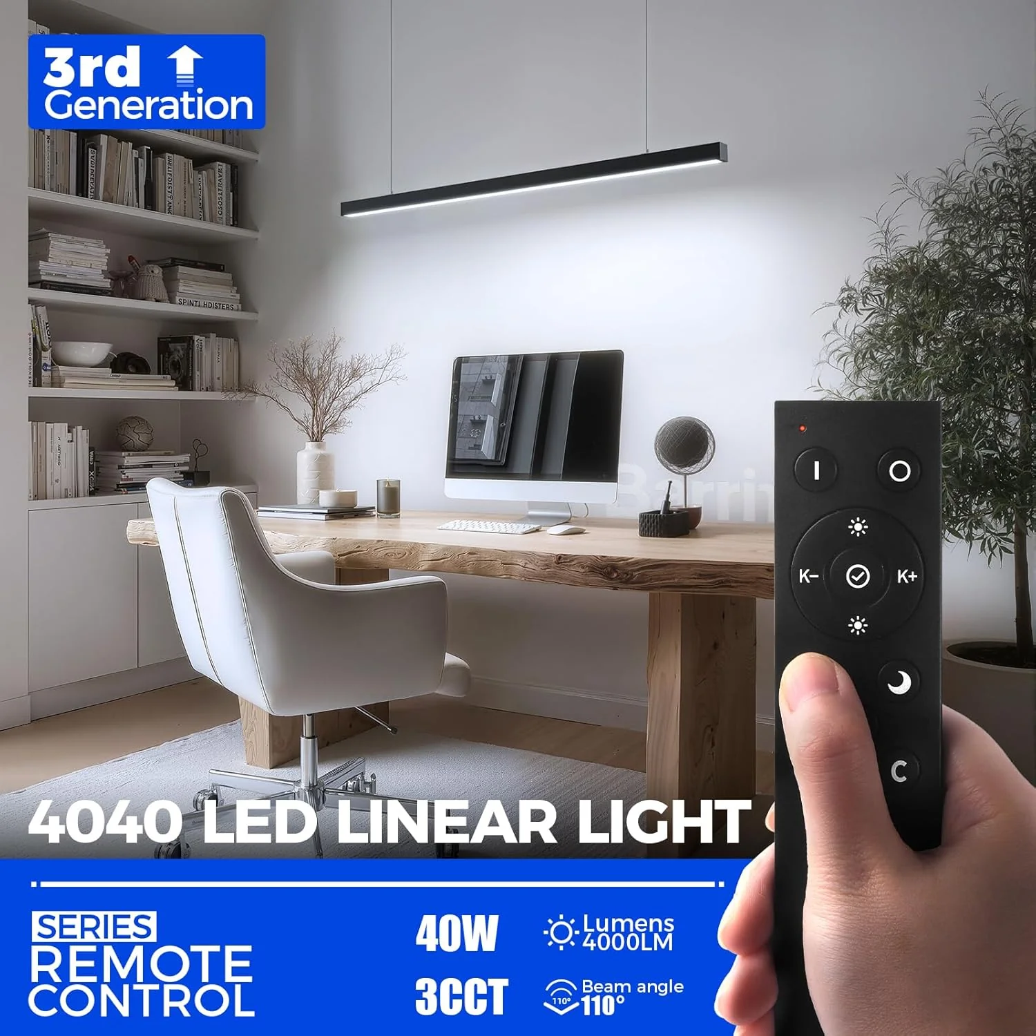 Barrina 4040 Remote Series 3rd-Generation 40W LED Linear Lights 4FT 3000K - 6000K 4000LM | Seamless Connection & Color Changing - Image 4