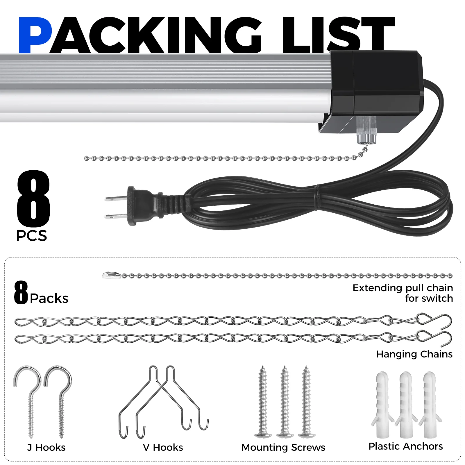 Barrina 42W LED Shop Lights 4FT 5000K 4800LM | Hanging, Linkable & Power Plug Cords | BS42a - Image 11