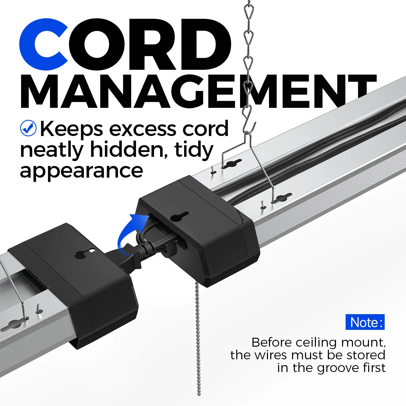 Barrina 42W LED Shop Lights 4FT 5000K 4800LM | Hanging, Linkable & Power Plug Cords | BS42a - Image 3