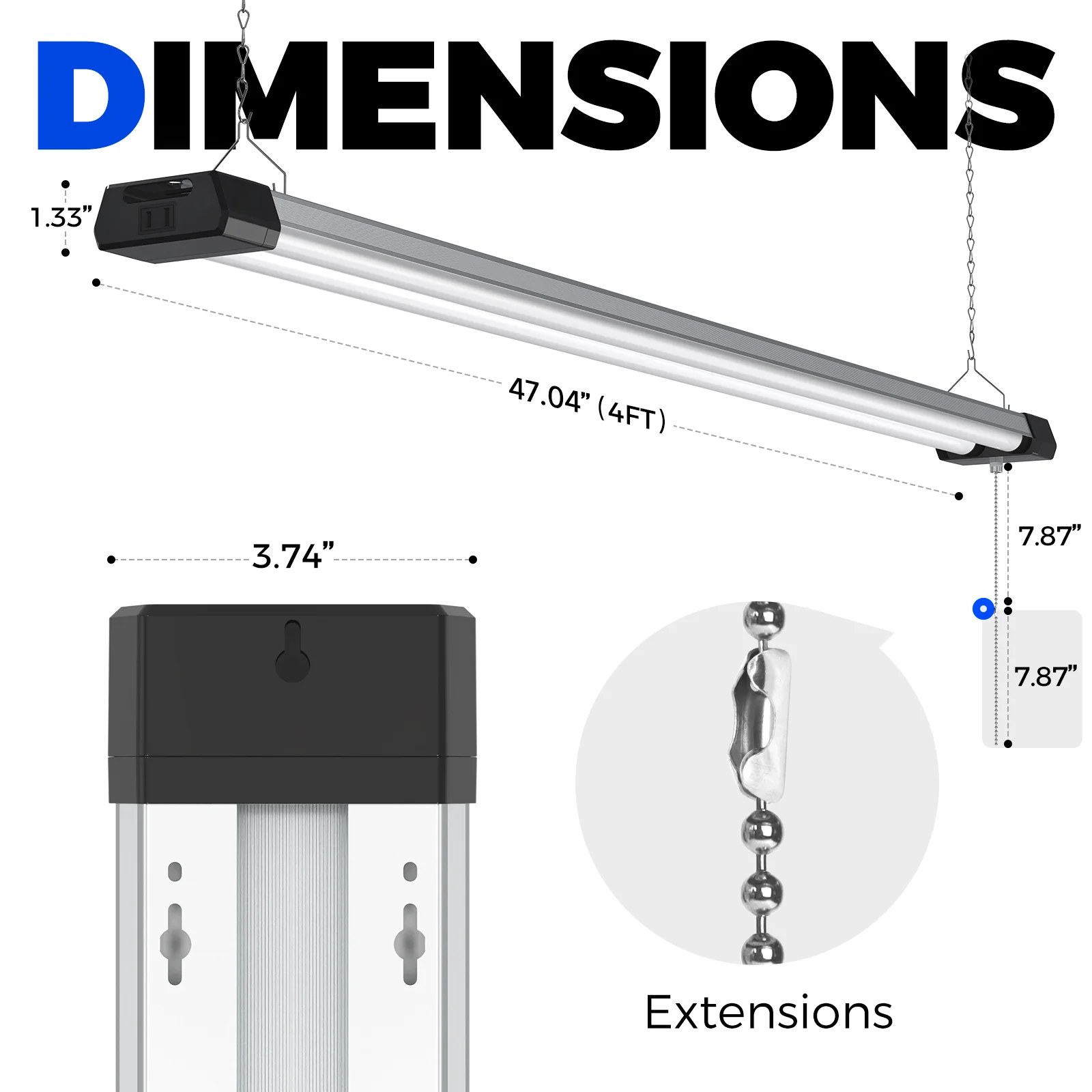 Barrina 42W LED Shop Lights 4FT 5000K 4800LM | Hanging, Linkable & Power Plug Cords | BS42a - Image 8