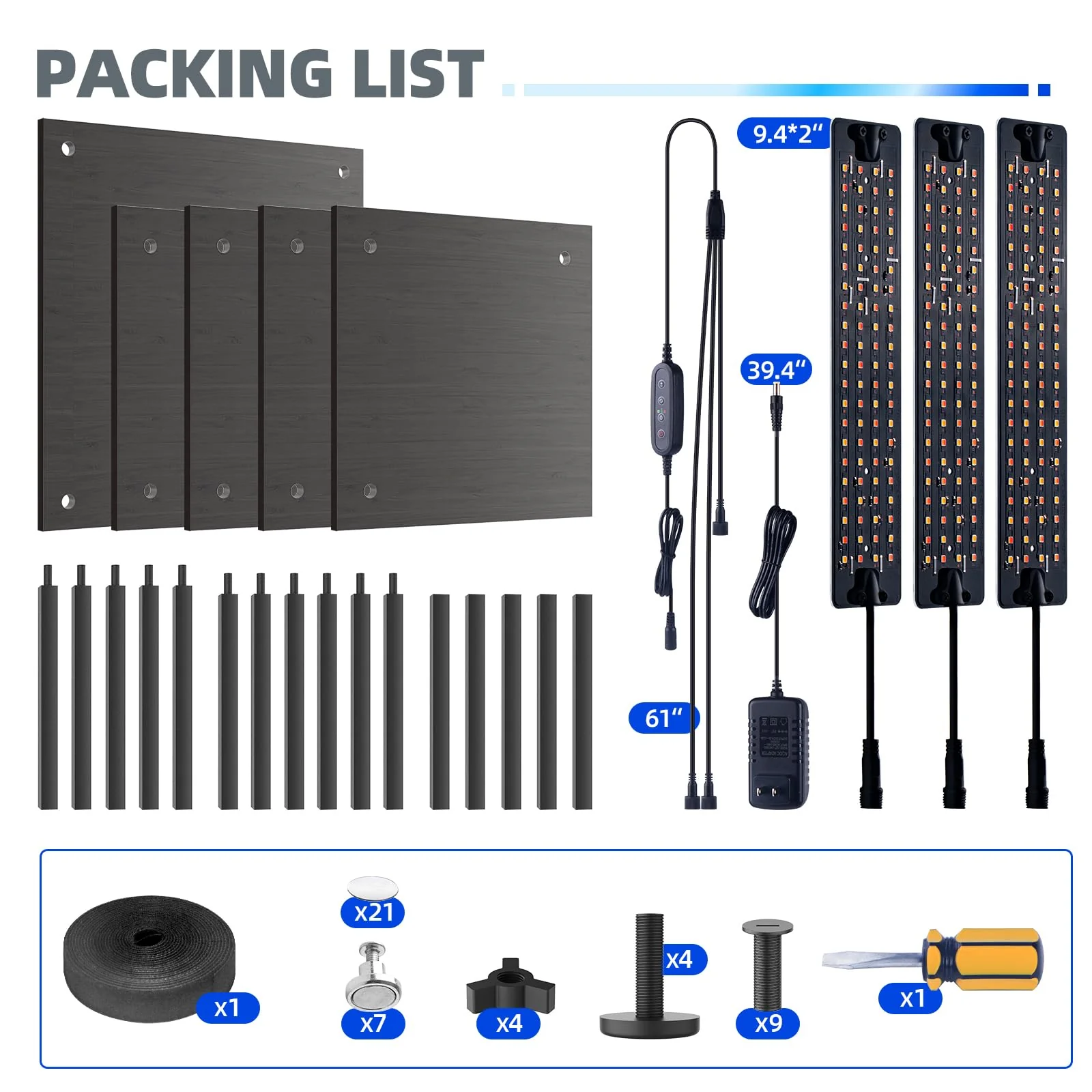 Barrina 5-Tier Plant Stand with 3-Pack 8W LED Grow Light Panels 3 Spectrums | Full Spectrum & Timer | DB08 - Image 9