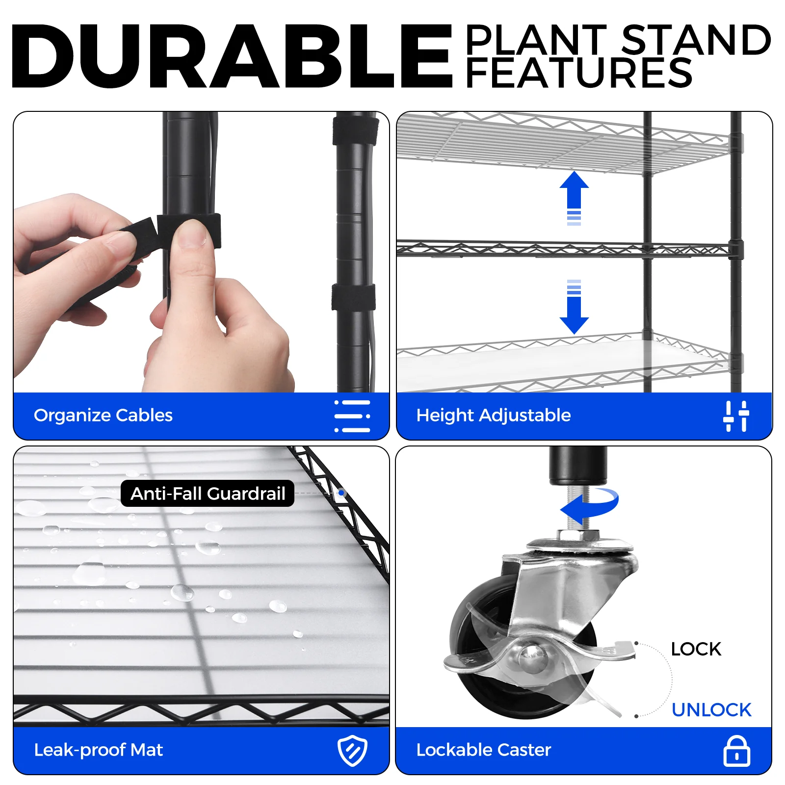 Barrina 5-Tier Plant Stand with 8-Pack T5 20W LED Grow Lights 1.6FT 5000K | Full Spectrum & Timer | WE20 - Image 4