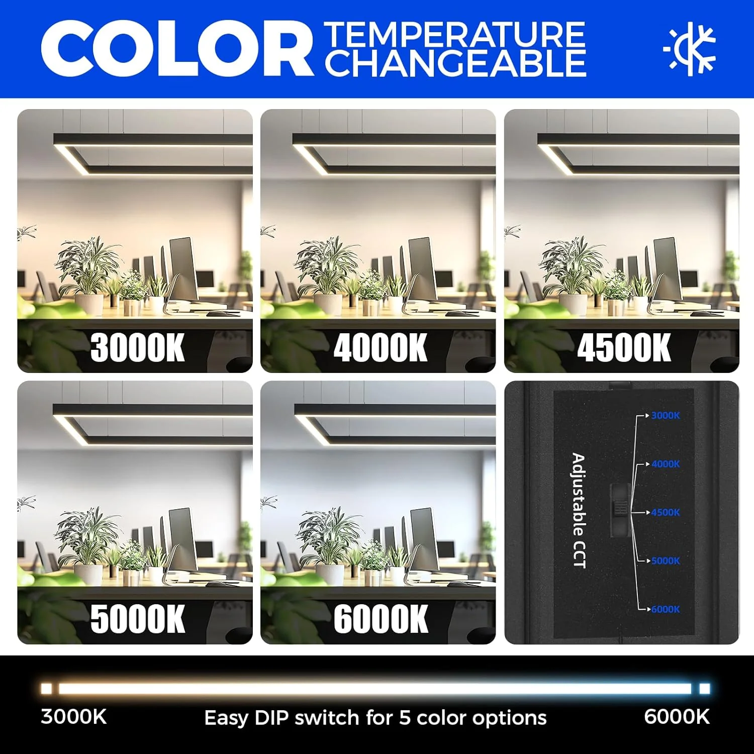 Barrina 5568-0-10V Series 2nd-Generation 226W Square Set LED Linear Lights 5FT * 5FT 3000K - 6000K 21600LM | Seamless Connection & Dimmer Not Included - Image 5