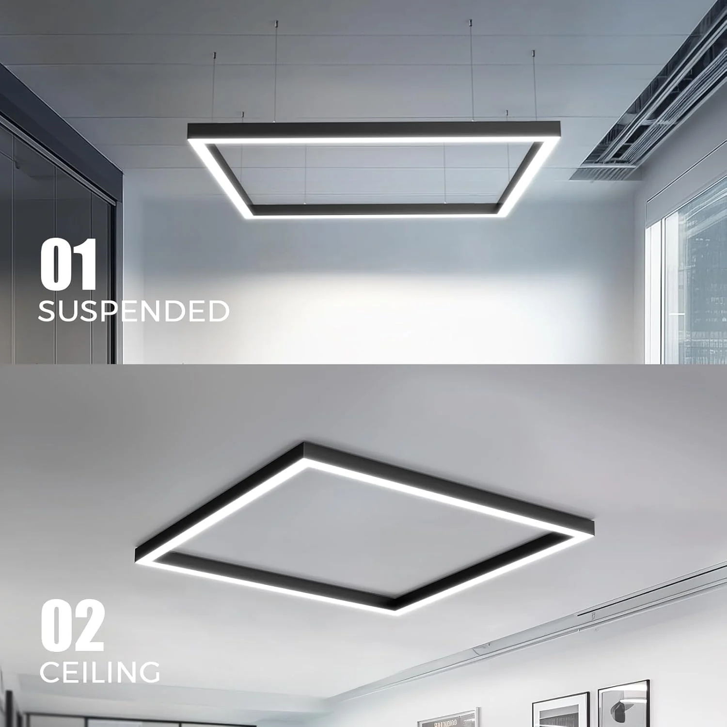 Barrina 5568-0-10V Series 2nd-Generation 226W Square Set LED Linear Lights 5FT * 5FT 3000K - 6000K 21600LM | Seamless Connection & Dimmer Not Included - Image 7