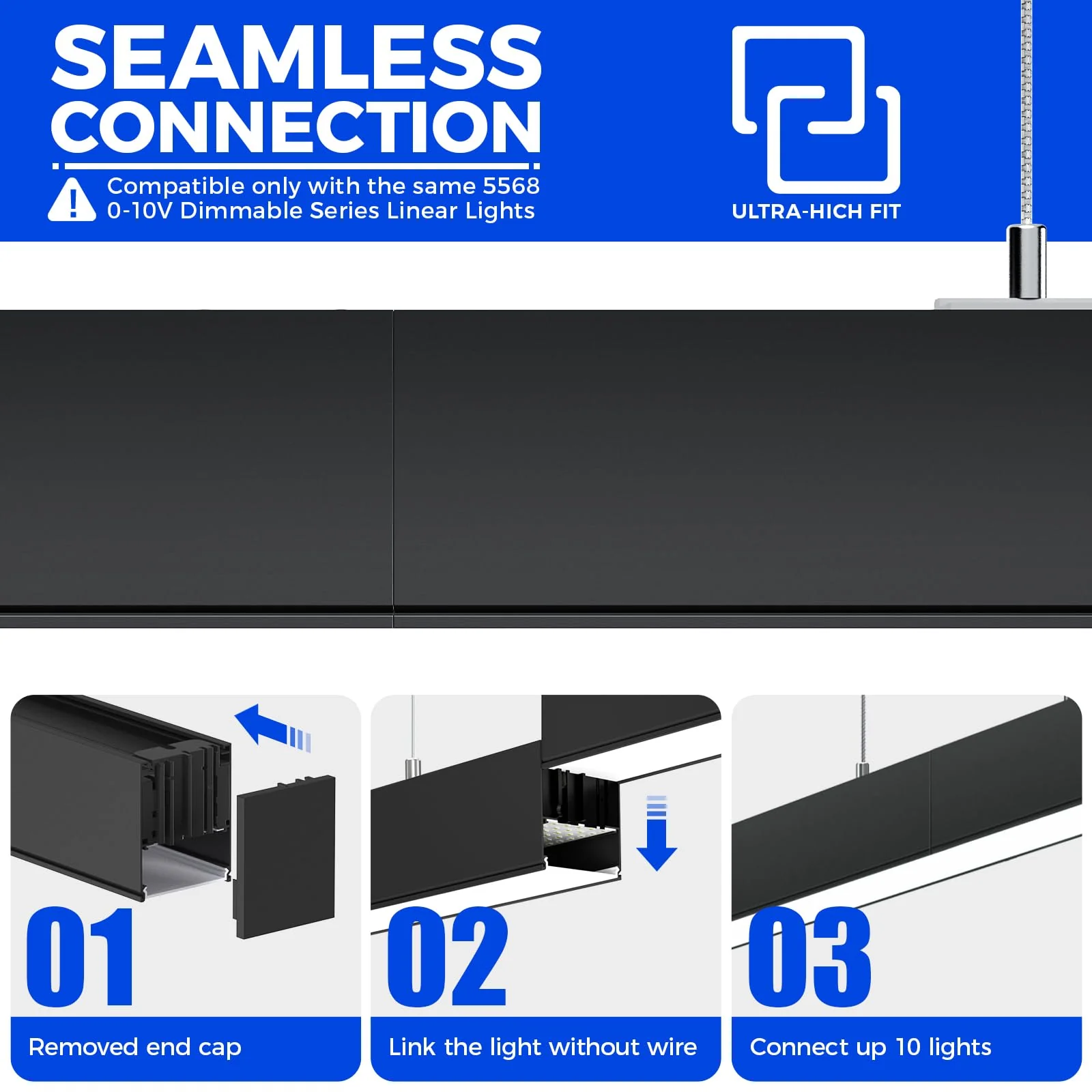 Barrina 5568-0-10V Series 2nd-Generation 45W LED Linear Lights 4FT 3000K - 6000K 4500LM | Seamless Connection & Dimmer Not Included - Image 3