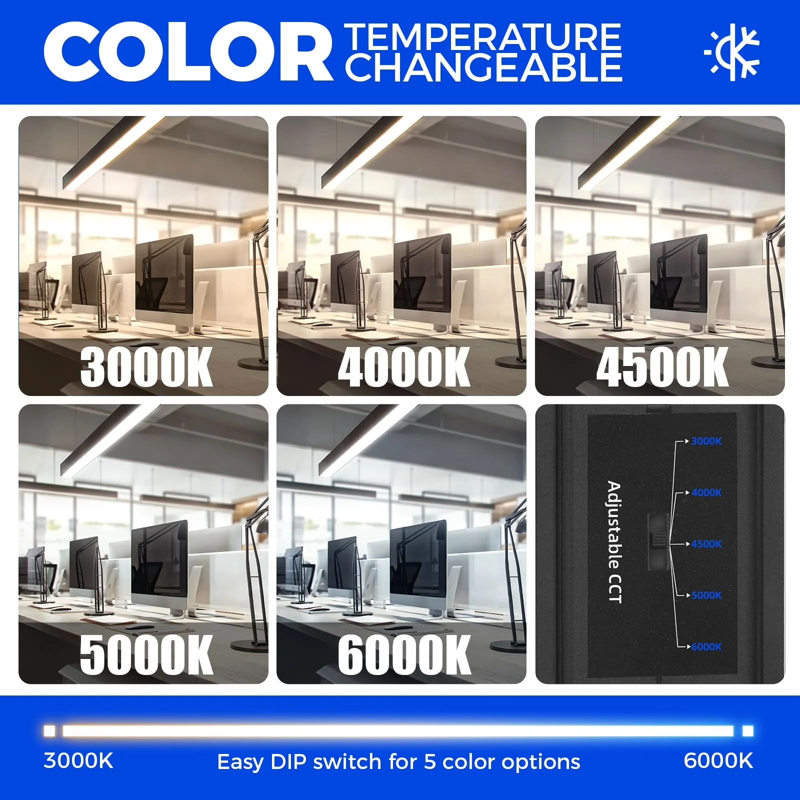 Barrina 5568-0-10V Series 2nd-Generation 45W LED Linear Lights 4FT 3000K - 6000K 4500LM | Seamless Connection & Dimmer Not Included - Image 5