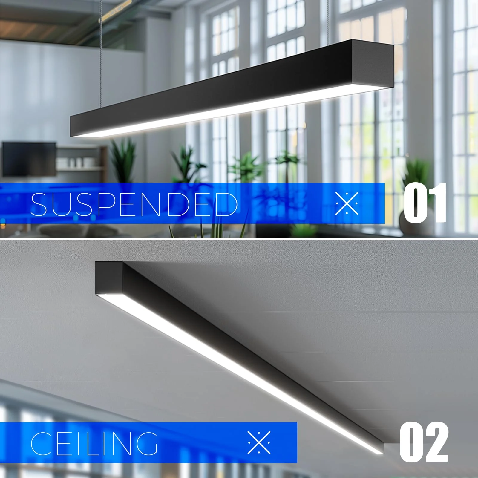 Barrina 5568-0-10V Series 2nd-Generation 45W LED Linear Lights 4FT 3000K - 6000K 4500LM | Seamless Connection & Dimmer Not Included - Image 6