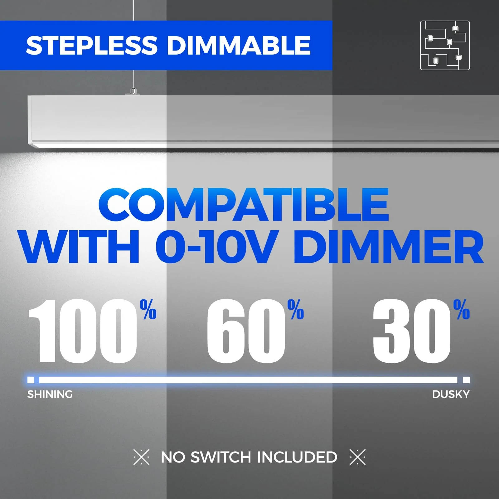 Barrina 5568-0-10V Series 2nd-Generation 45W LED Linear Lights 4FT 3000K - 6000K 4500LM | Seamless Connection & Dimmer Not Included - Image 3