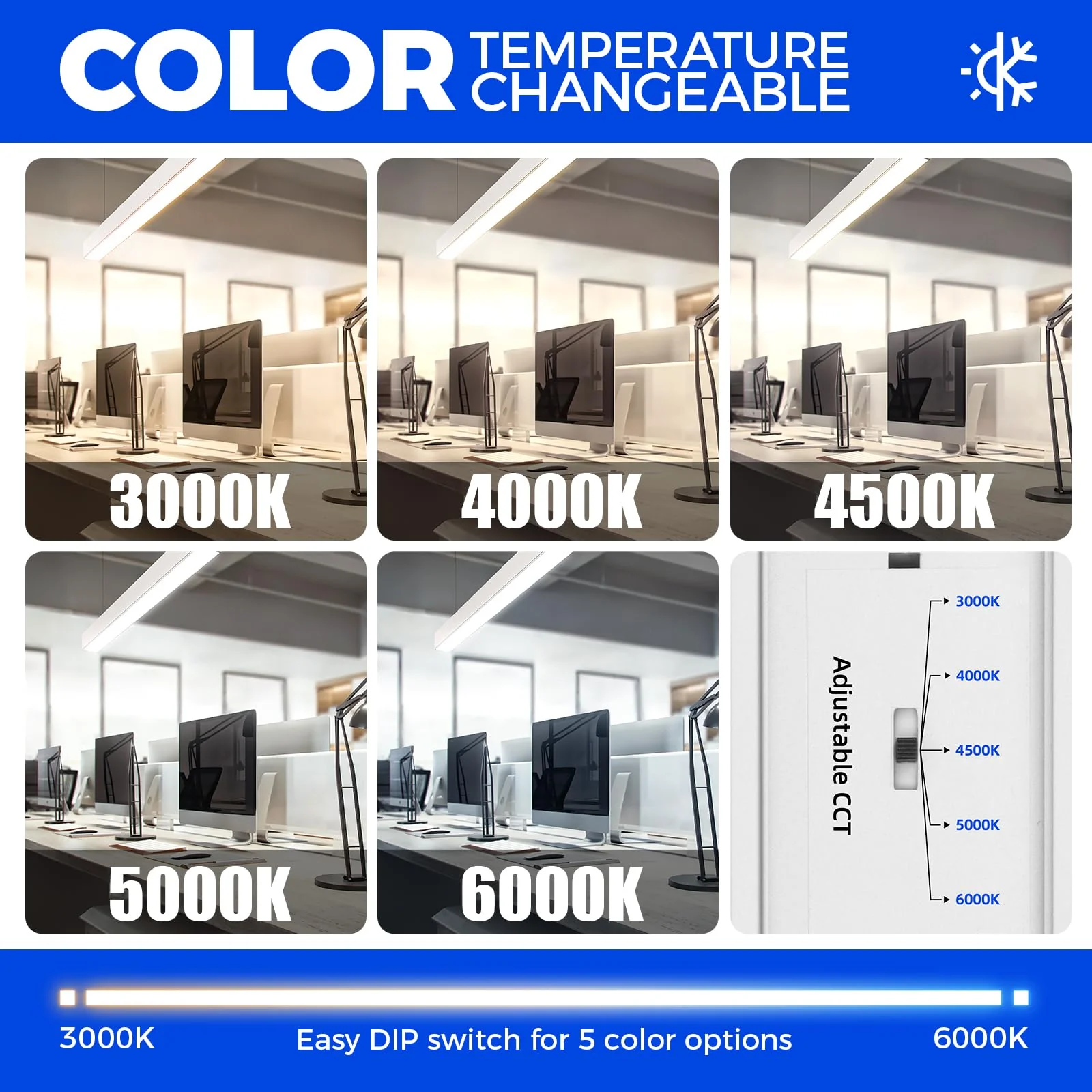 Barrina 5568-0-10V Series 2nd-Generation 45W LED Linear Lights 4FT 3000K - 6000K 4500LM | Seamless Connection & Dimmer Not Included - Image 4