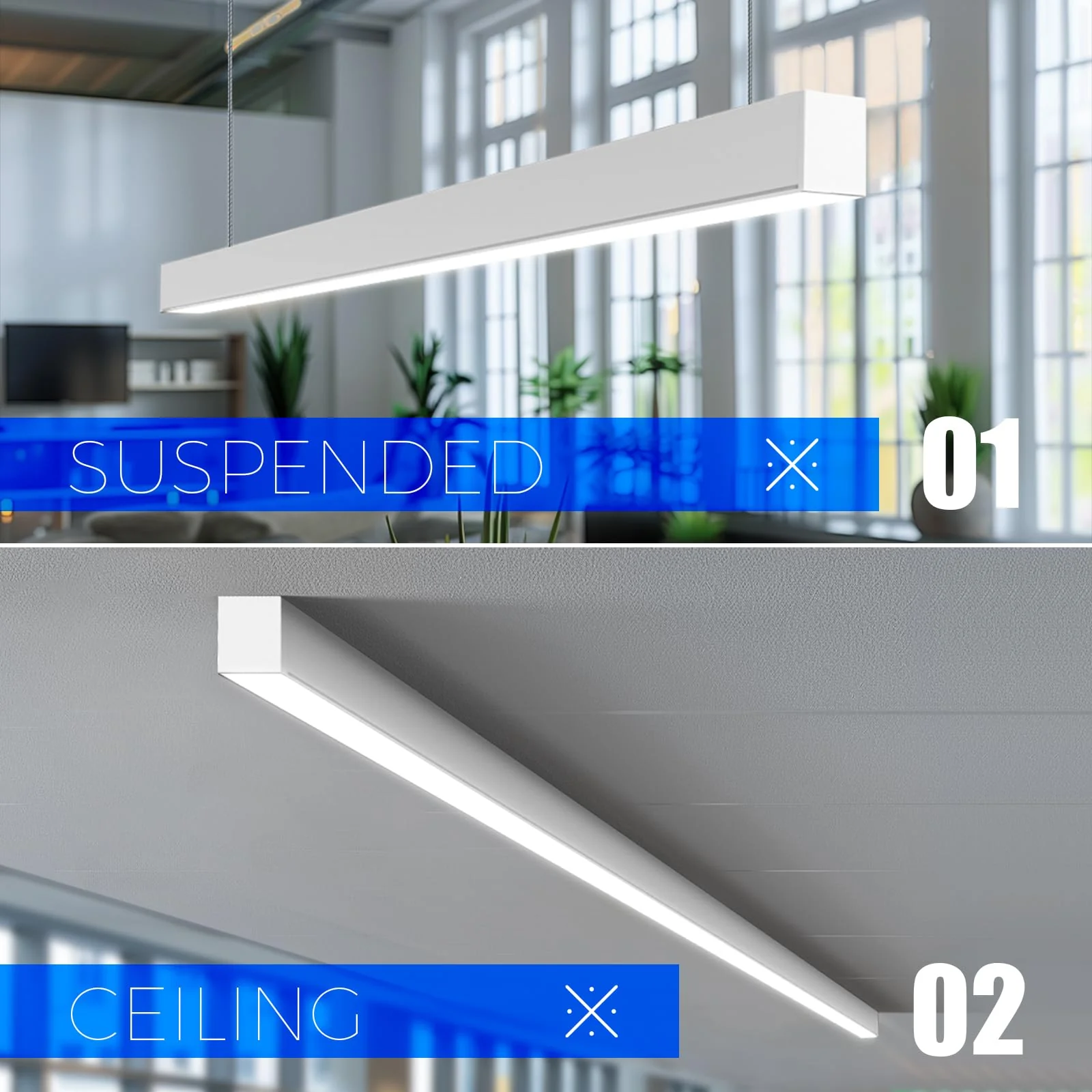 Barrina 5568-0-10V Series 2nd-Generation 45W LED Linear Lights 4FT 3000K - 6000K 4500LM | Seamless Connection & Dimmer Not Included - Image 7