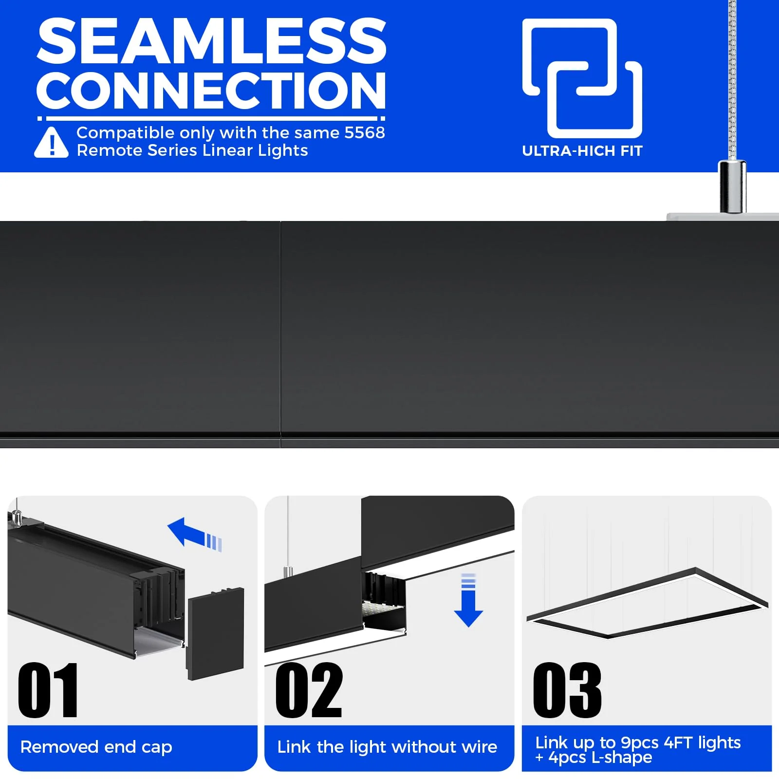 Barrina 5568 Remote Series 2nd-Generation 306W Rectangular Set LED Linear Lights 9FT * 5FT 3000K - 6000K 30600LM | Seamless Connection & Color Changing - Image 3