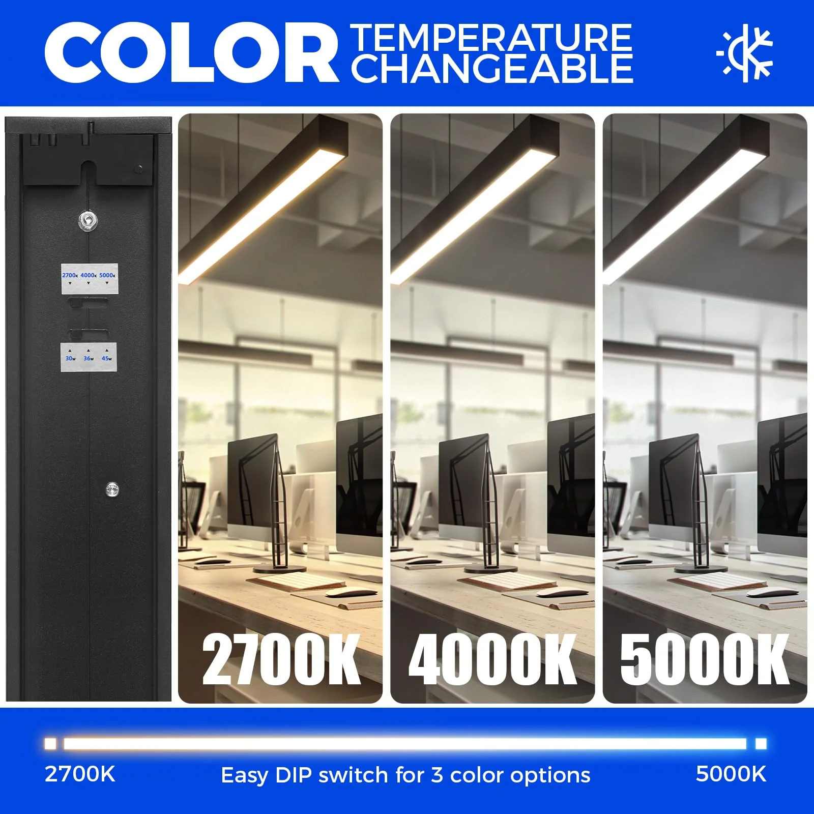 Barrina 5568 Dip Switch Series 2nd-Generation 30/36/45W LED Linear Lights 4FT 2700K/4000K/5000K 4500LM | Seamless Connection - Image 5