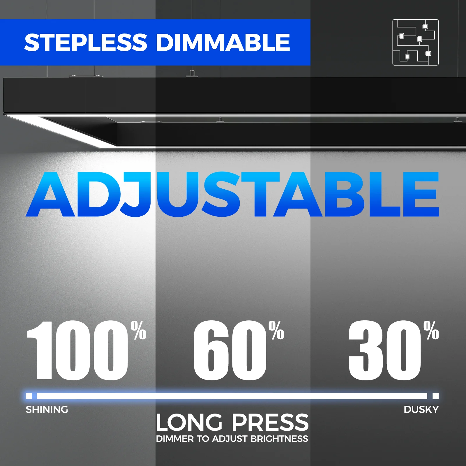 Barrina 5568 Remote Series 2nd-Generation 216W Square Set LED Linear Lights 5FT * 5FT 3000K - 6000K 21600LM | Seamless Connection & Color Changing - Image 5