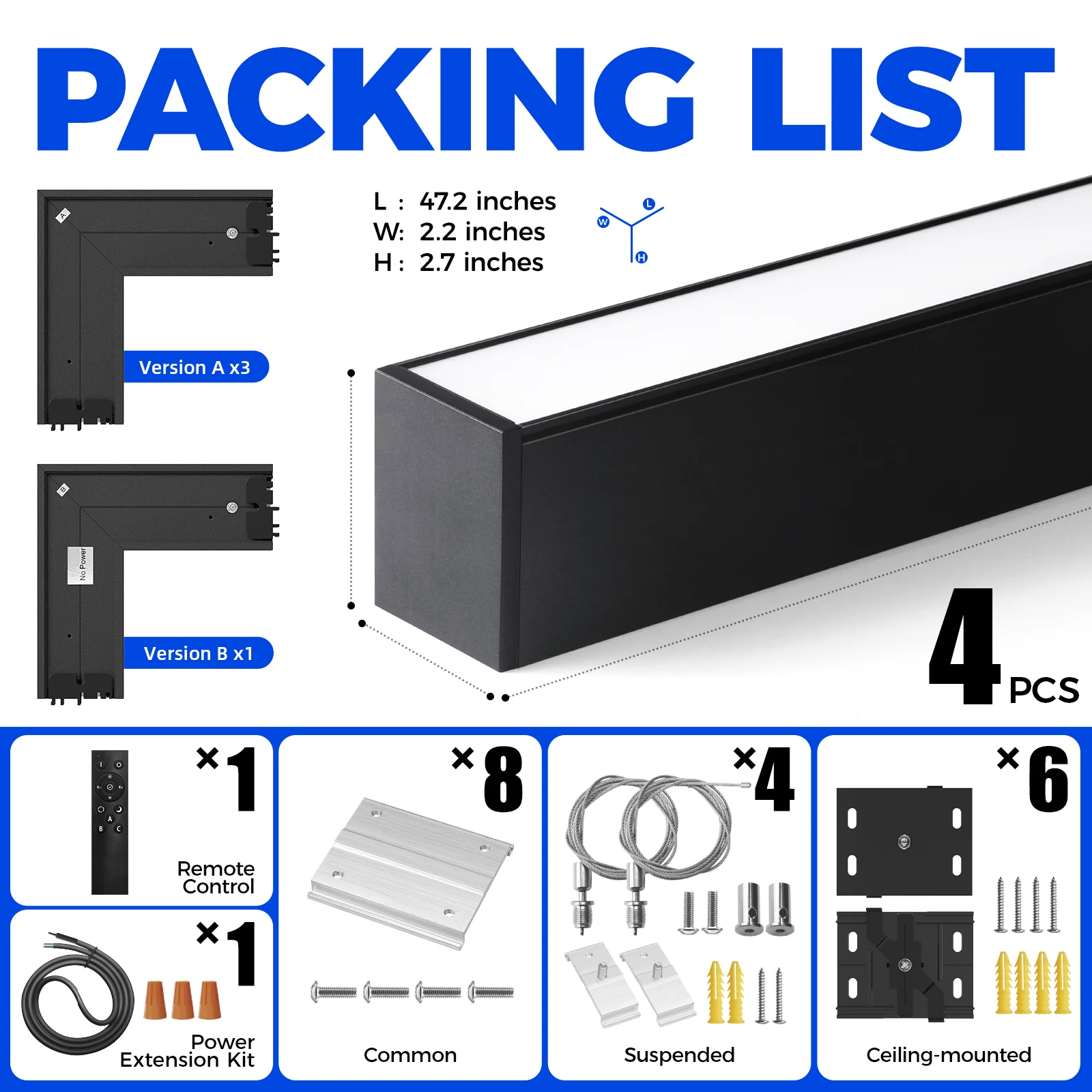 Barrina 5568 Remote Series 2nd-Generation 216W Square Set LED Linear Lights 5FT * 5FT 3000K - 6000K 21600LM | Seamless Connection & Color Changing - Image 8