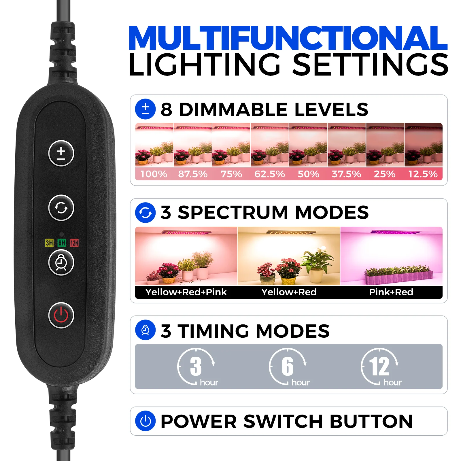 Barrina 6-Tier Plant Stand with 5-Pack 10W Grow Light Panels 3 Spectrums | Full Spectrum & Timer | DC10 - Image 6