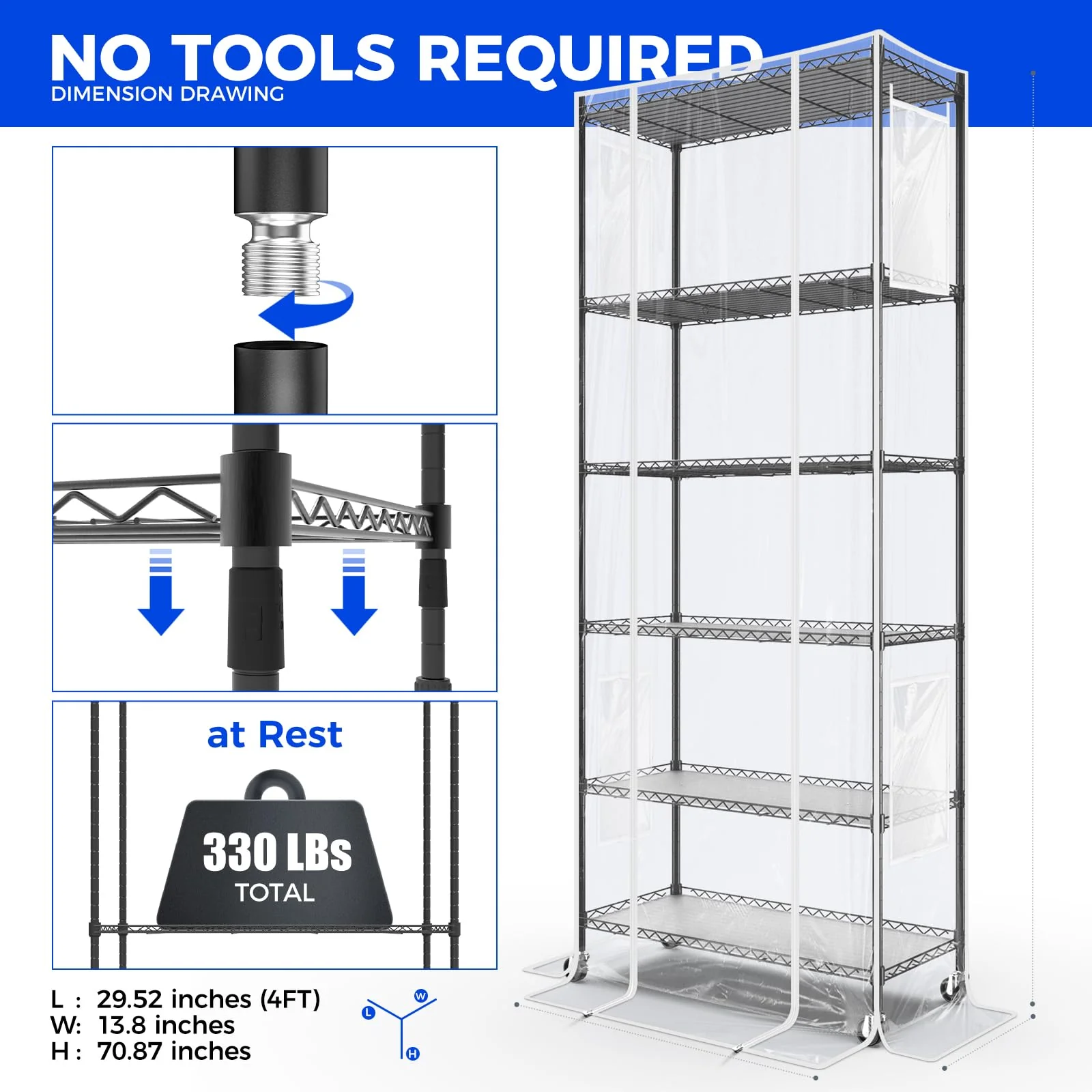 Barrina 6-Tier Plant Stand with 5-Pack T5 30W LED Grow Lights 2FT 3-Spectrum | Full Spectrum, Tent & Timer | WF30 - Image 8