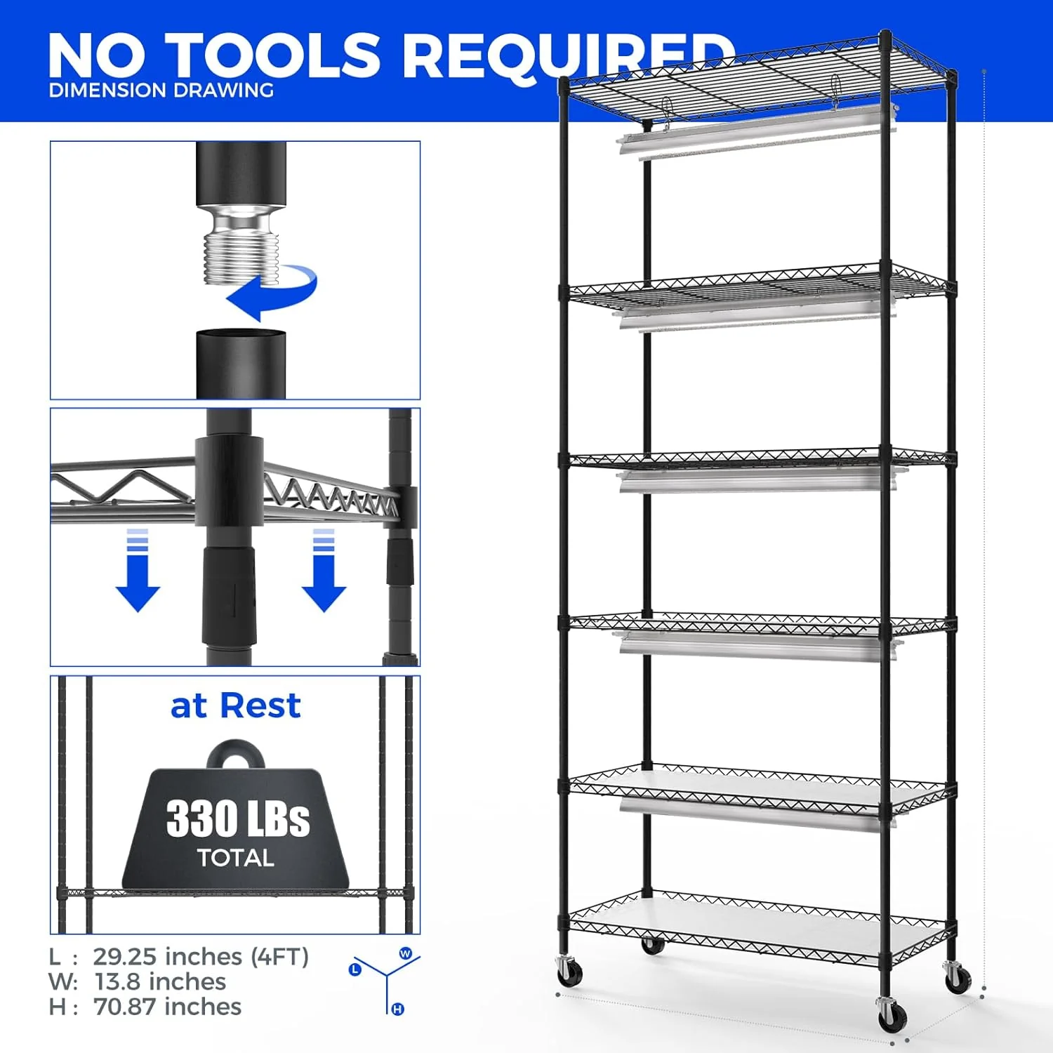 Barrina 6-Tier Plant Stand with 5-Pack T5 30W LED Grow Lights 2FT 3-Spectrum | Full Spectrum & Timer | CX2 - Image 4