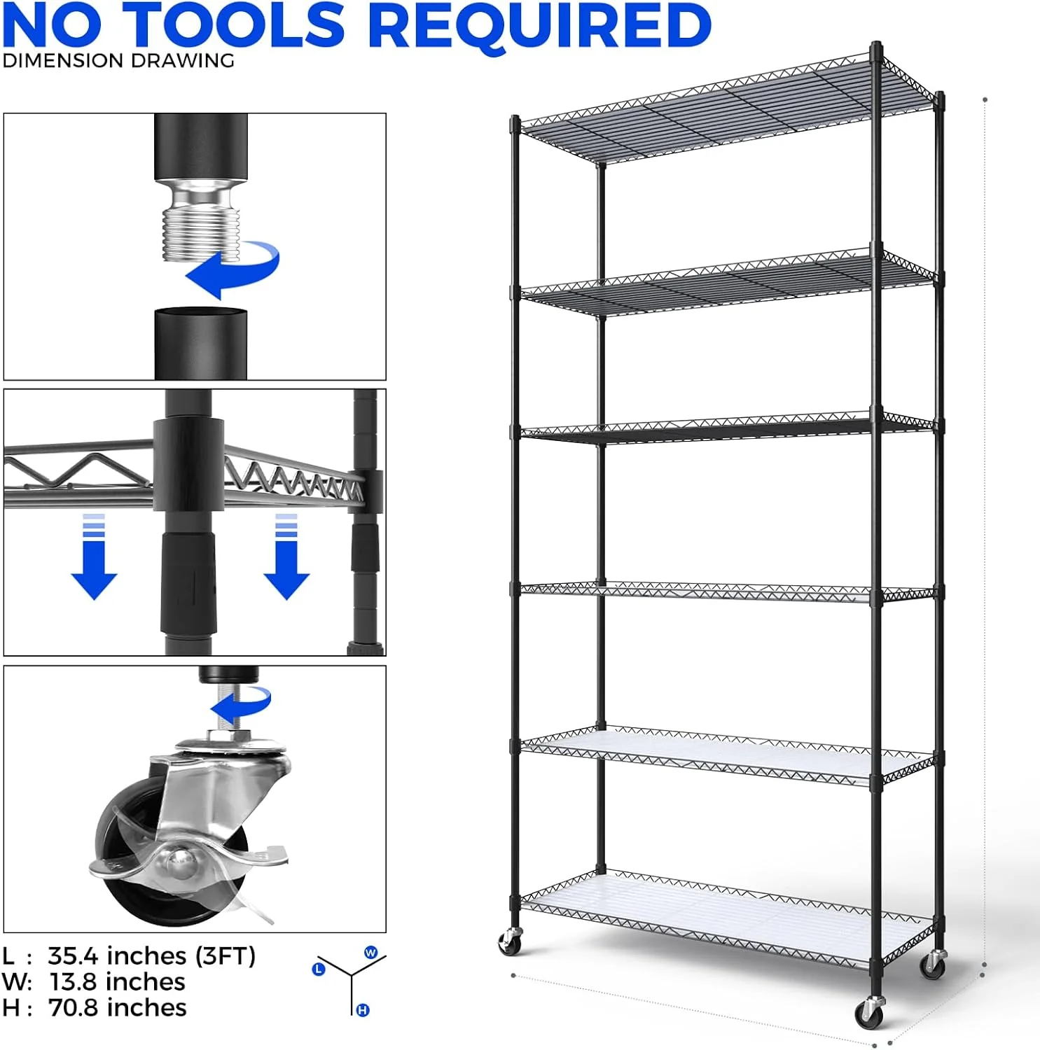 Barrina 6-Tier Plant Stand with 5-Pack T8 30W LED Grow Lights 3FT Yellow Light | Full Spectrum & Timer | QI30 - Image 4
