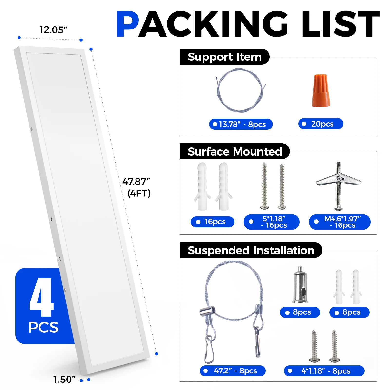 Barrina 72W LED Flat Panel Lights 3000K - 6000k 8640LM | 0-10V Dimmable, 5CCT | ‎JM-6035 - Image 10