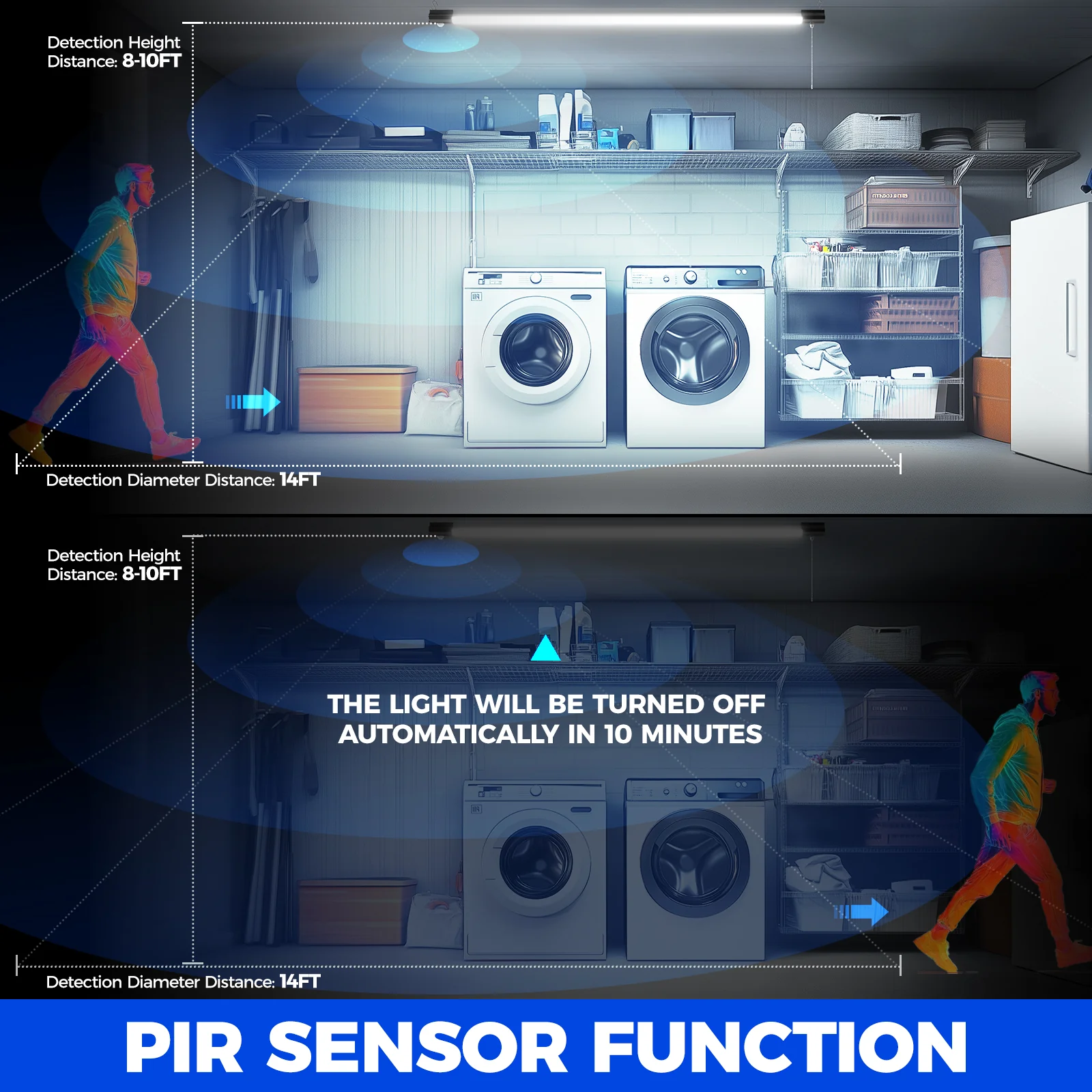 Barrina 84W LED Shop Lights 4FT 5000K 10000LM | Motion Sensor, Hanging, Linkable & Power Plug Cords | BS84 - Image 4