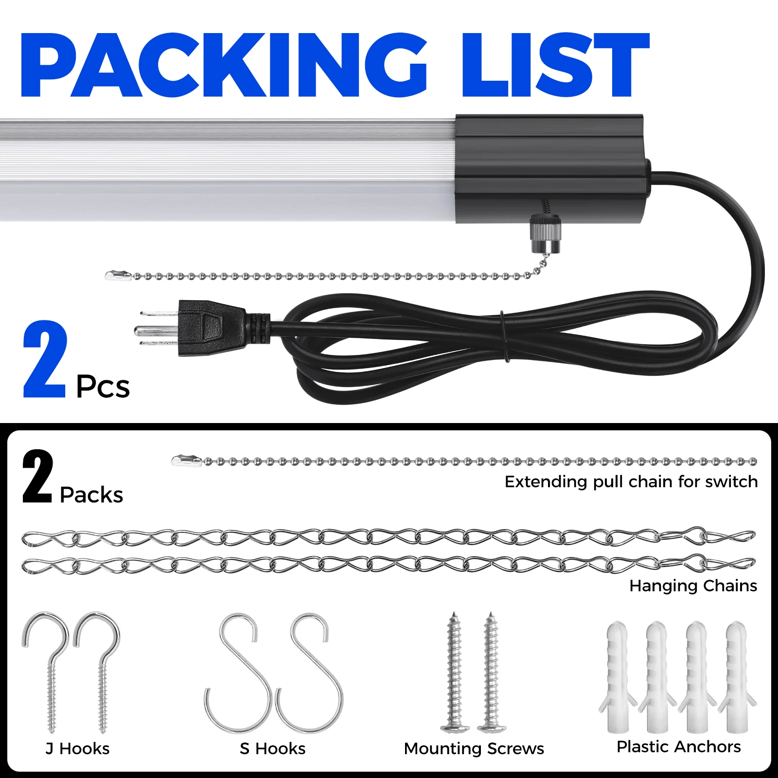 Barrina 84W LED Shop Lights 4FT 5000K 10000LM | Motion Sensor, Hanging, Linkable & Power Plug Cords | BS84 - Image 9