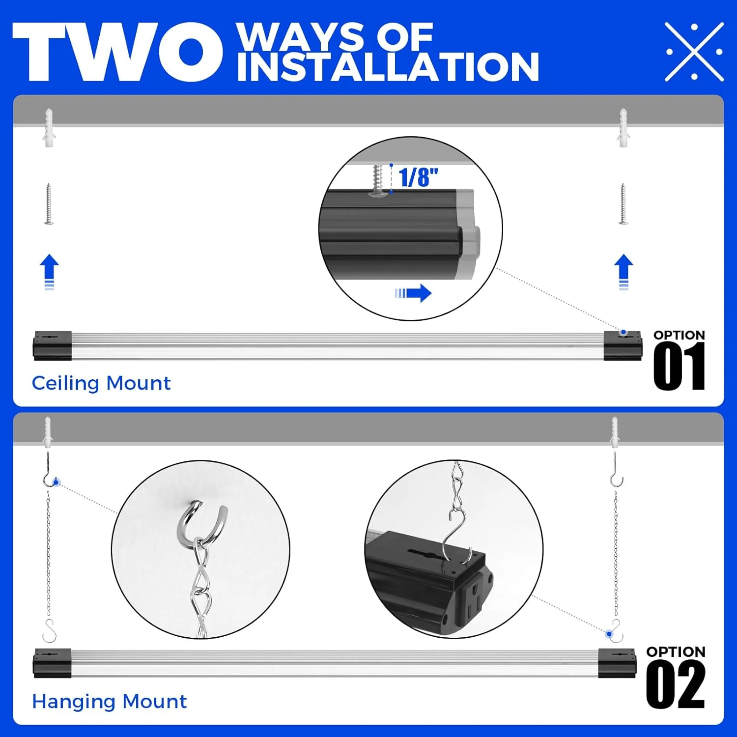 Barrina 84W LED Shop Lights 4FT 6500K 10000LM | Hanging, Linkable & Power Plug Cords | BS84 - Image 5