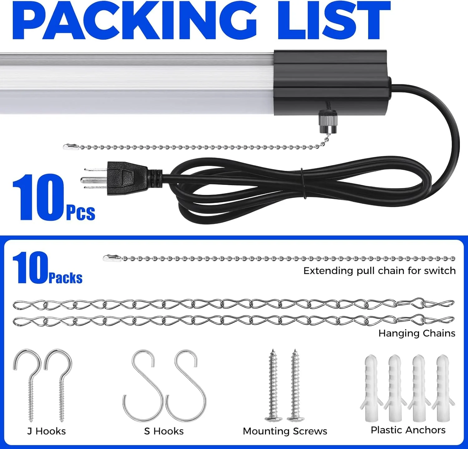 Barrina 84W LED Shop Lights 4FT 5000K 10000LM | Hanging, Linkable & Power Plug Cords | BS84 - Image 8