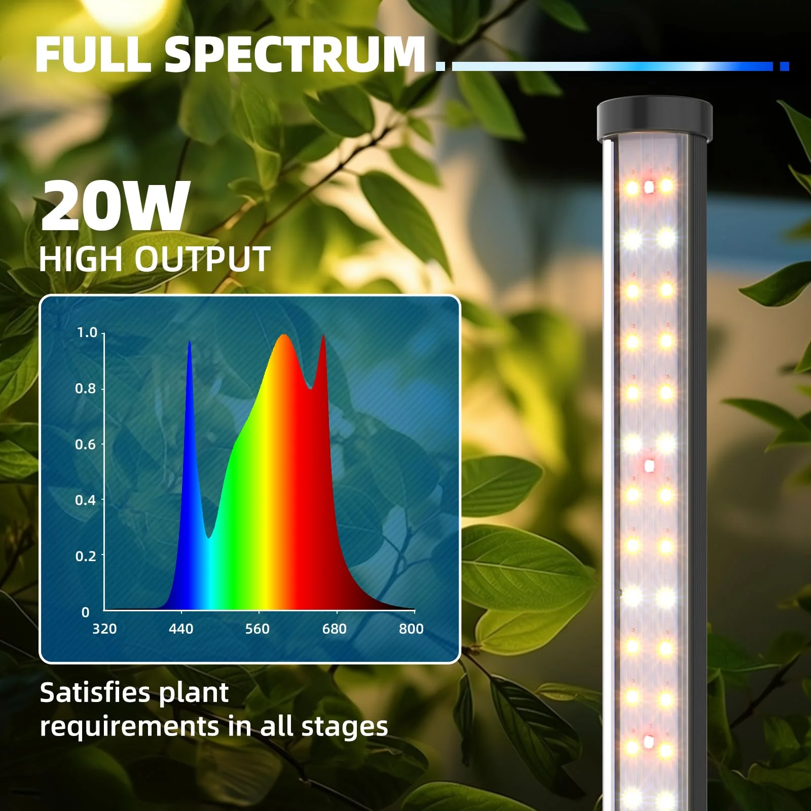 Barrina T10 20W LED Standing Grow Light 2FT 3000K+6500K+660nm | Full Spectrum | T1020 - Image 3