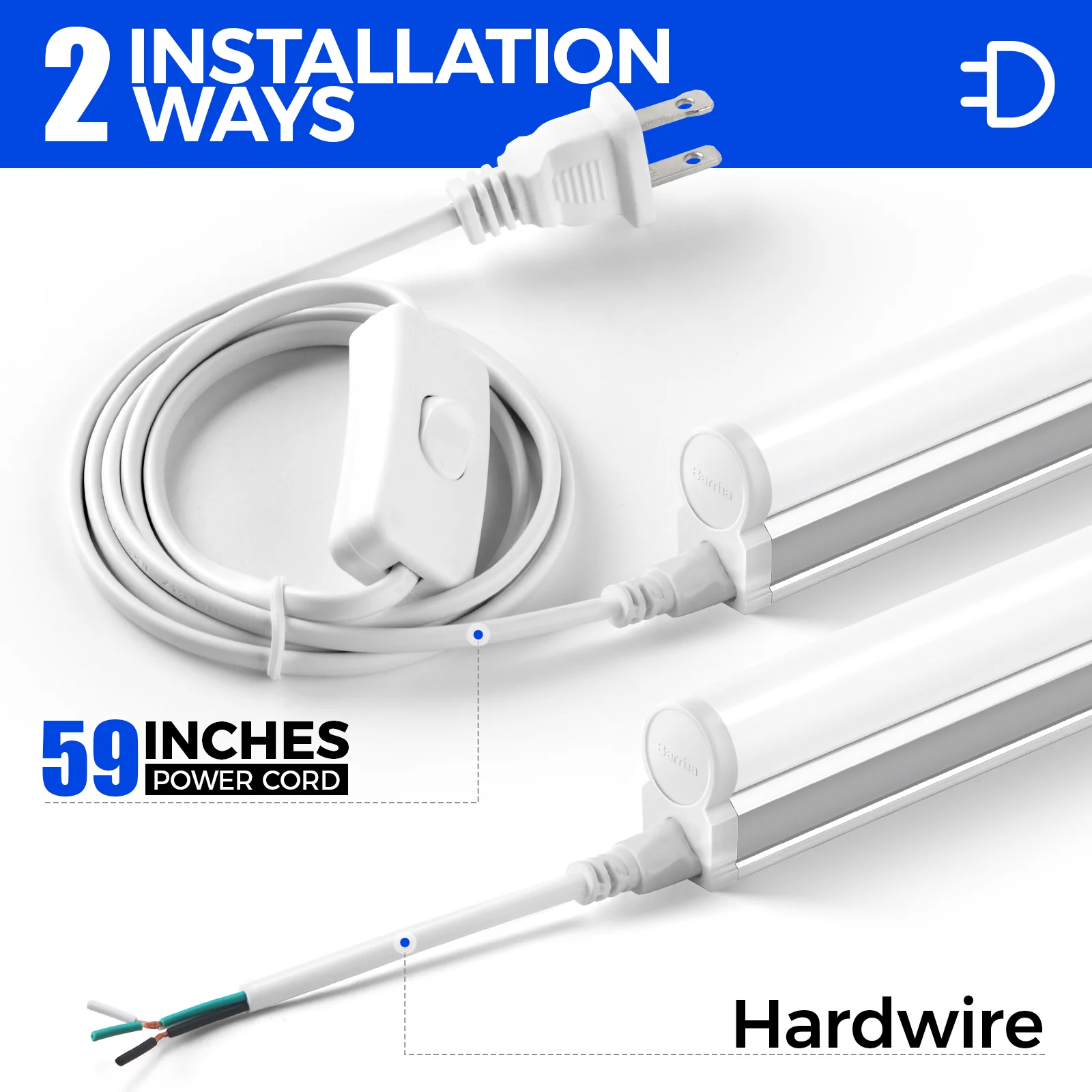 Barrina T5 10W LED Shop Lights 2FT 6500K 1100LM | Linkable & Corded Electric Switch | AAF10 - Image 5