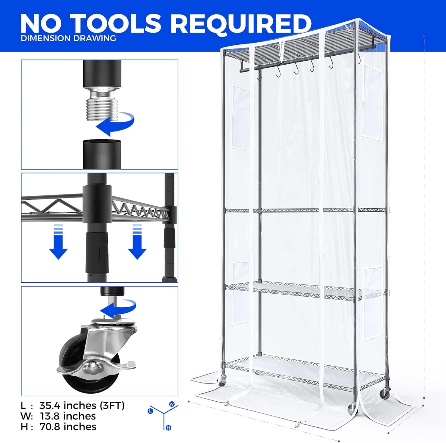 Barrina 4-Tier Plant Stand with 3-Pack T5 36W LED Grow Lights 3FT 5000K | Full Spectrum, Tent & Timer | WI36 - Image 5