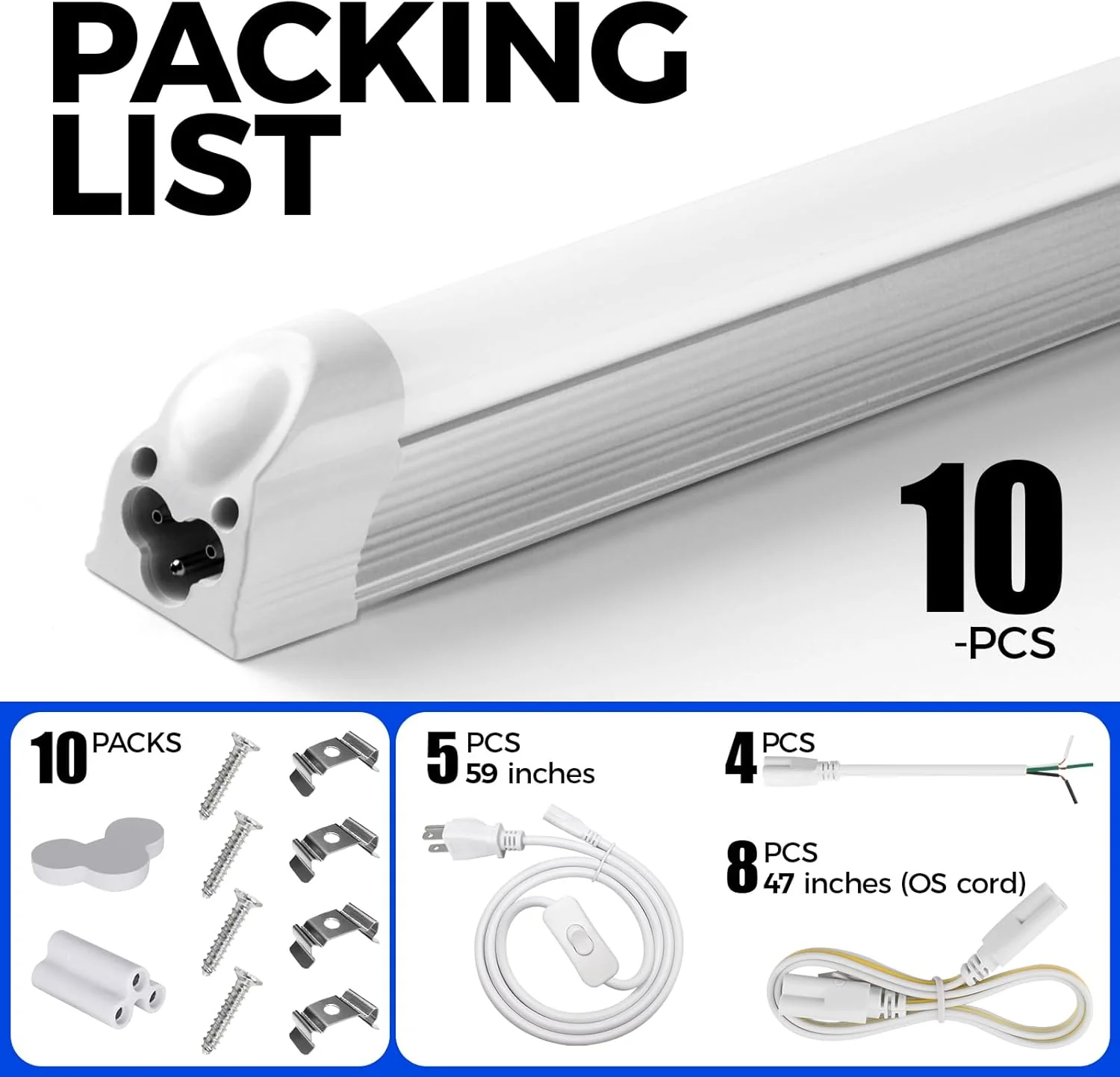 Barrina T5 45W LED Shop Lights 8FT 6500K 5000LM | Linkable & Corded Electric Switch | ABX45 - Image 8