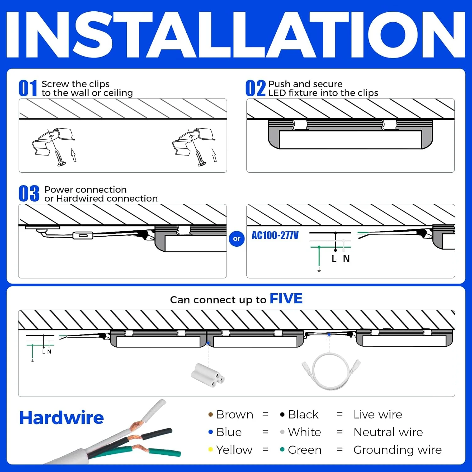 Barrina T5 45W LED Shop Lights 8FT 6500K 5000LM | Linkable & Corded Electric Switch | ABX45 - Image 9