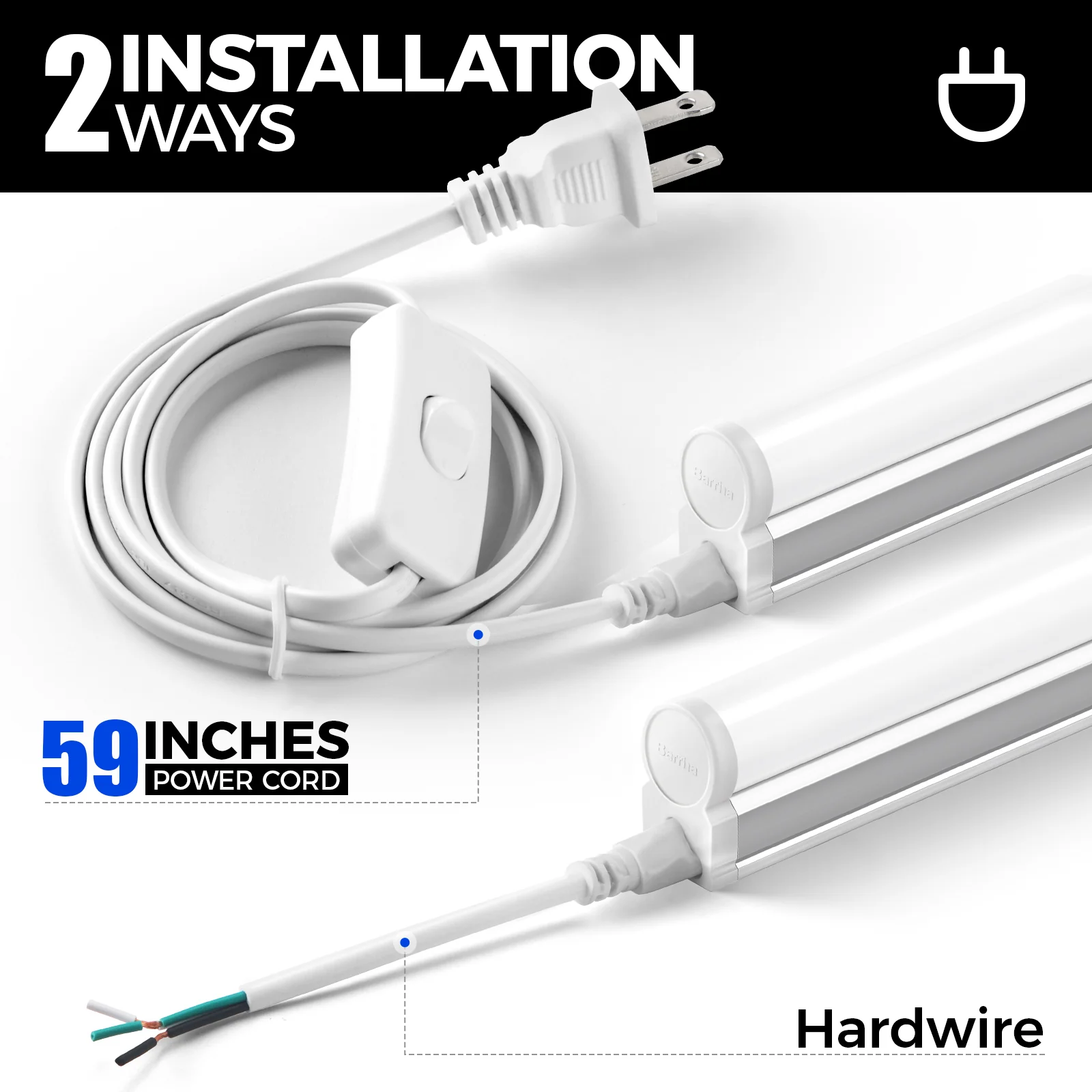 Barrina T5 5W LED Shop Lights 1FT 6500K 600LM | Linkable & Corded Electric Switch | AAC5 - Image 6