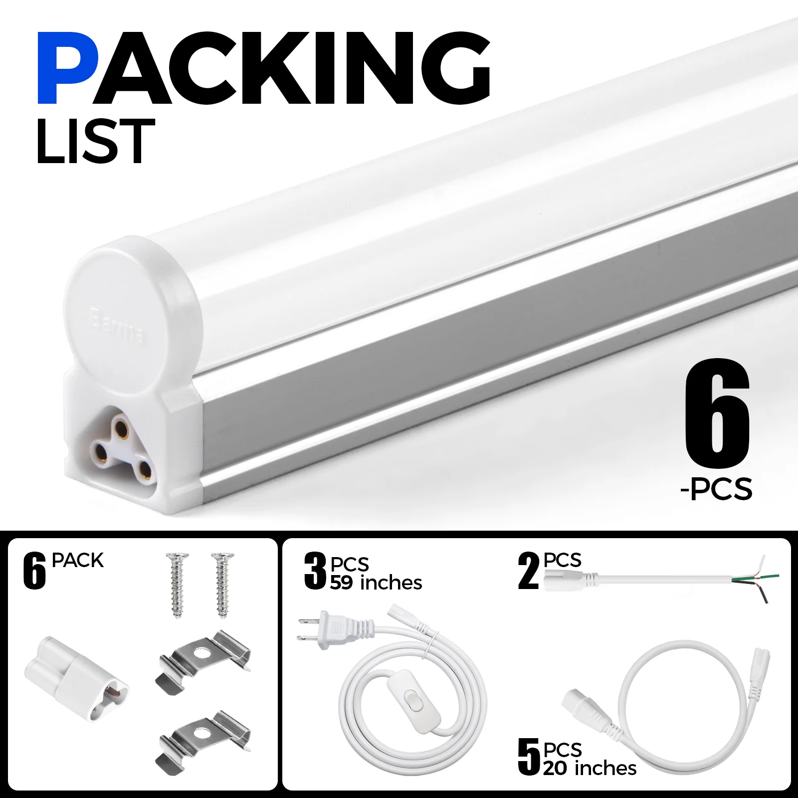 Barrina T5 5W LED Shop Lights 1FT 6500K 600LM | Linkable & Corded Electric Switch | AAC5 - Image 8