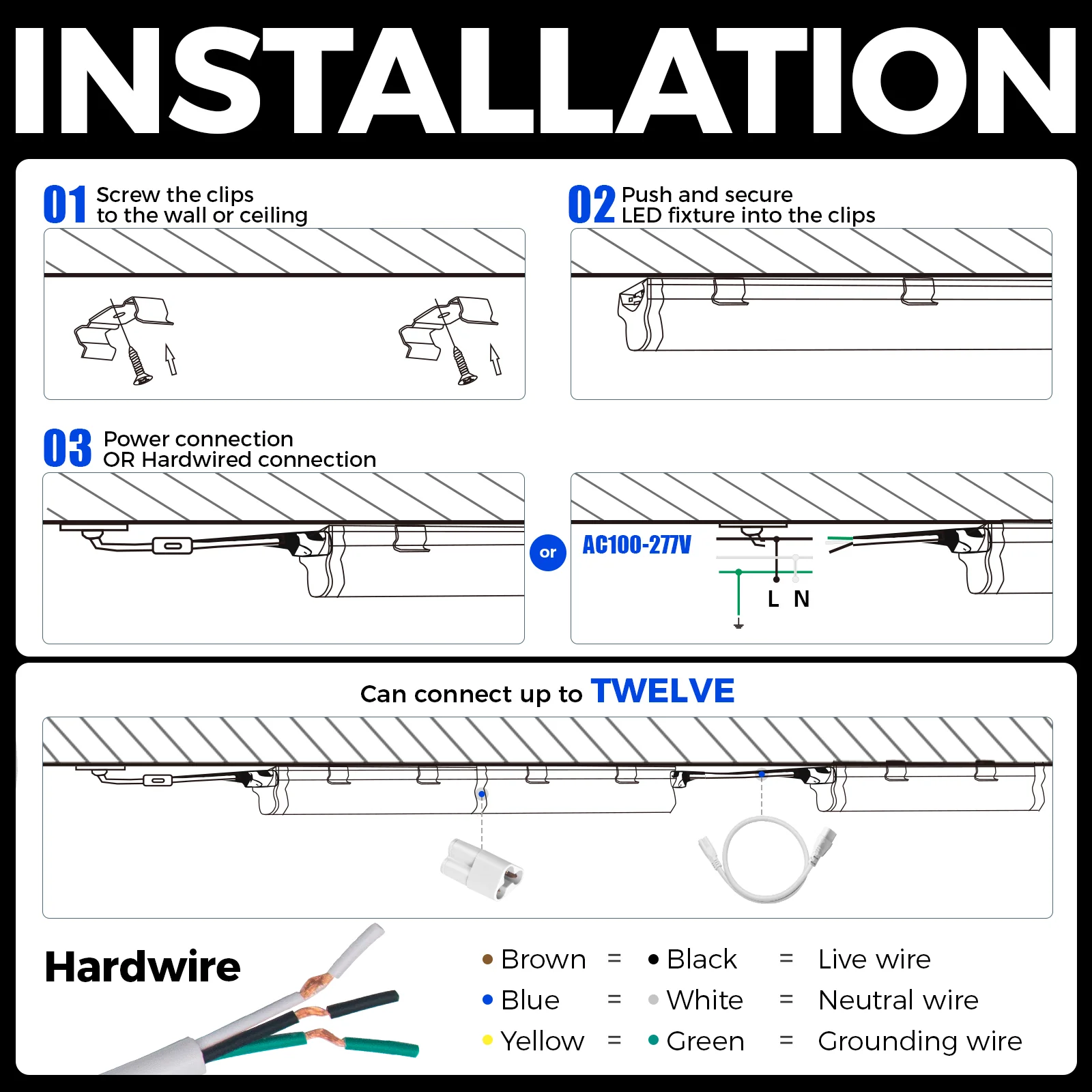 Barrina T5 5W LED Shop Lights 1FT 6500K 600LM | Linkable & Corded Electric Switch | AAC5 - Image 9