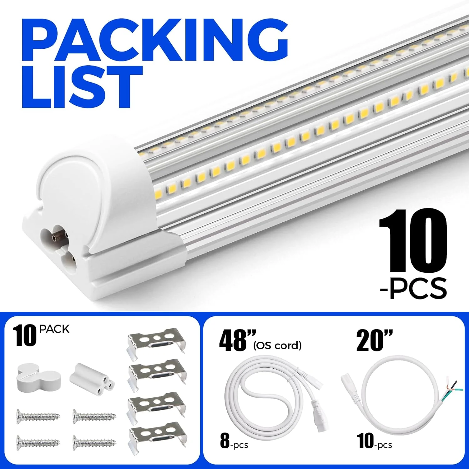 Barrina T8 100W LED Shop Lights 8FT 5000K 15000LM | Clear Cover & V Shape Tube | BAX100 - Image 11