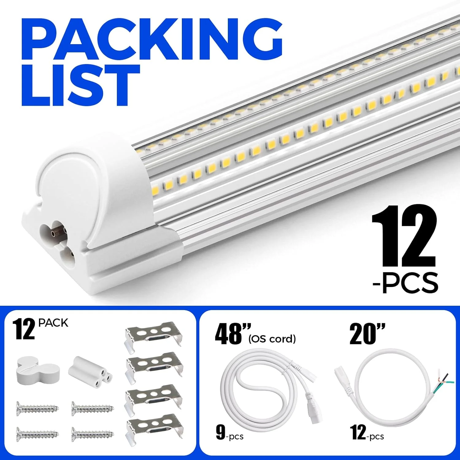 Barrina T8 100W LED Shop Lights 8FT 5000K 15000LM | Clear Cover & V Shape Tube | BAX100 - Image 13