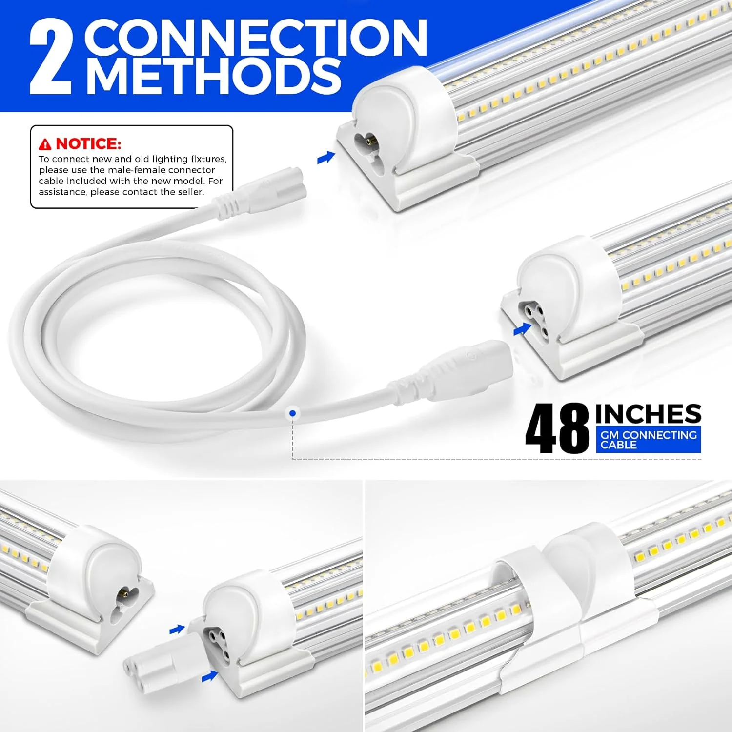 Barrina T8 100W LED Shop Lights 8FT 5000K 15000LM | Clear Cover & V Shape Tube | BAX100 - Image 6