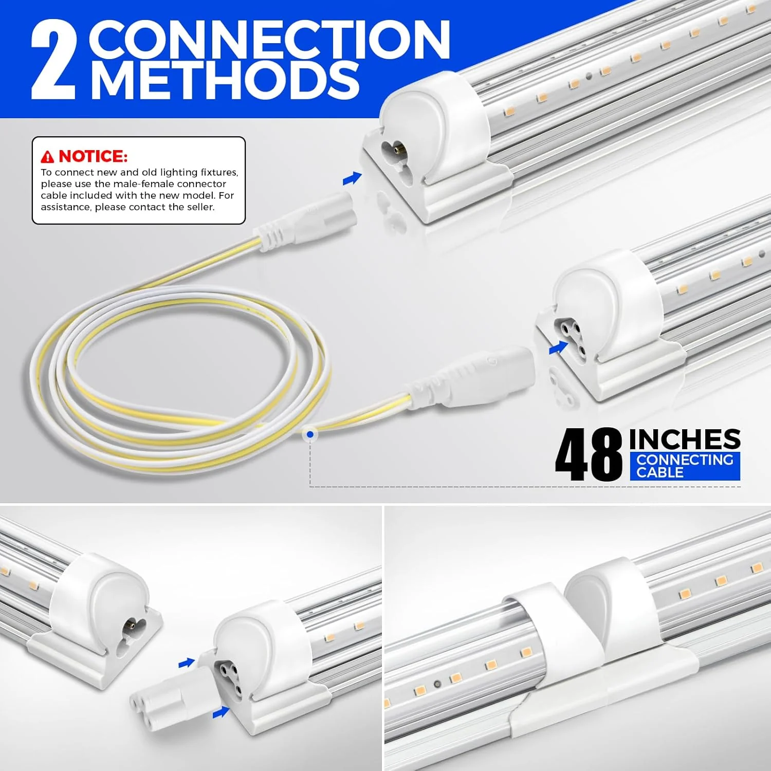 Barrina T8 20W LED Shop Lights 2FT 3000K 3000LM | Clear Cover & V Shape Tube | BAF20 - Image 3