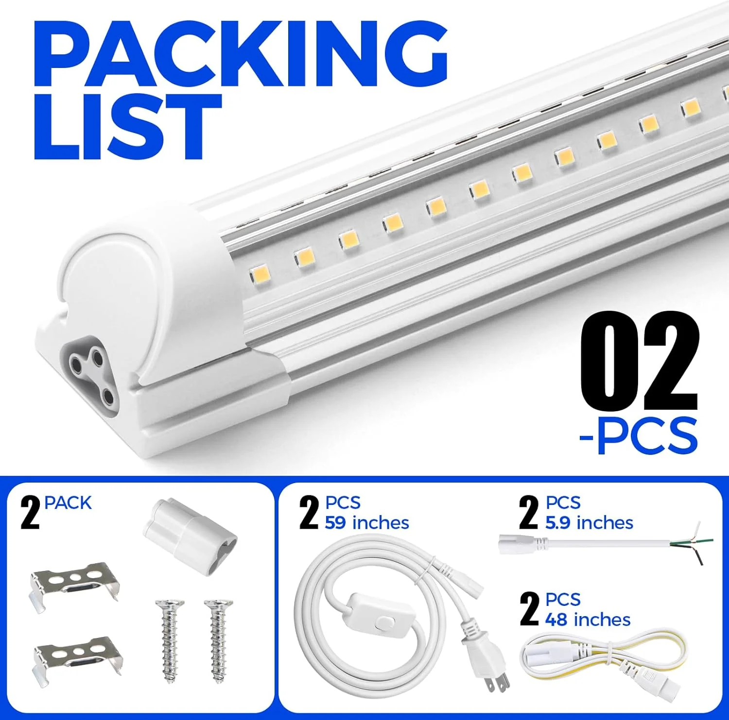 Barrina T8 20W LED Shop Lights 2FT 4000K 3000LM | Clear Cover & V Shape Tube | BAF20 - Image 8