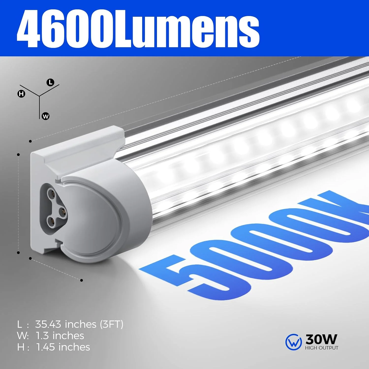 Barrina T8 30W LED Shop Lights 3FT 5000K 4000LM | Clear Cover & V Shape Tube | BAI30 - Image 3