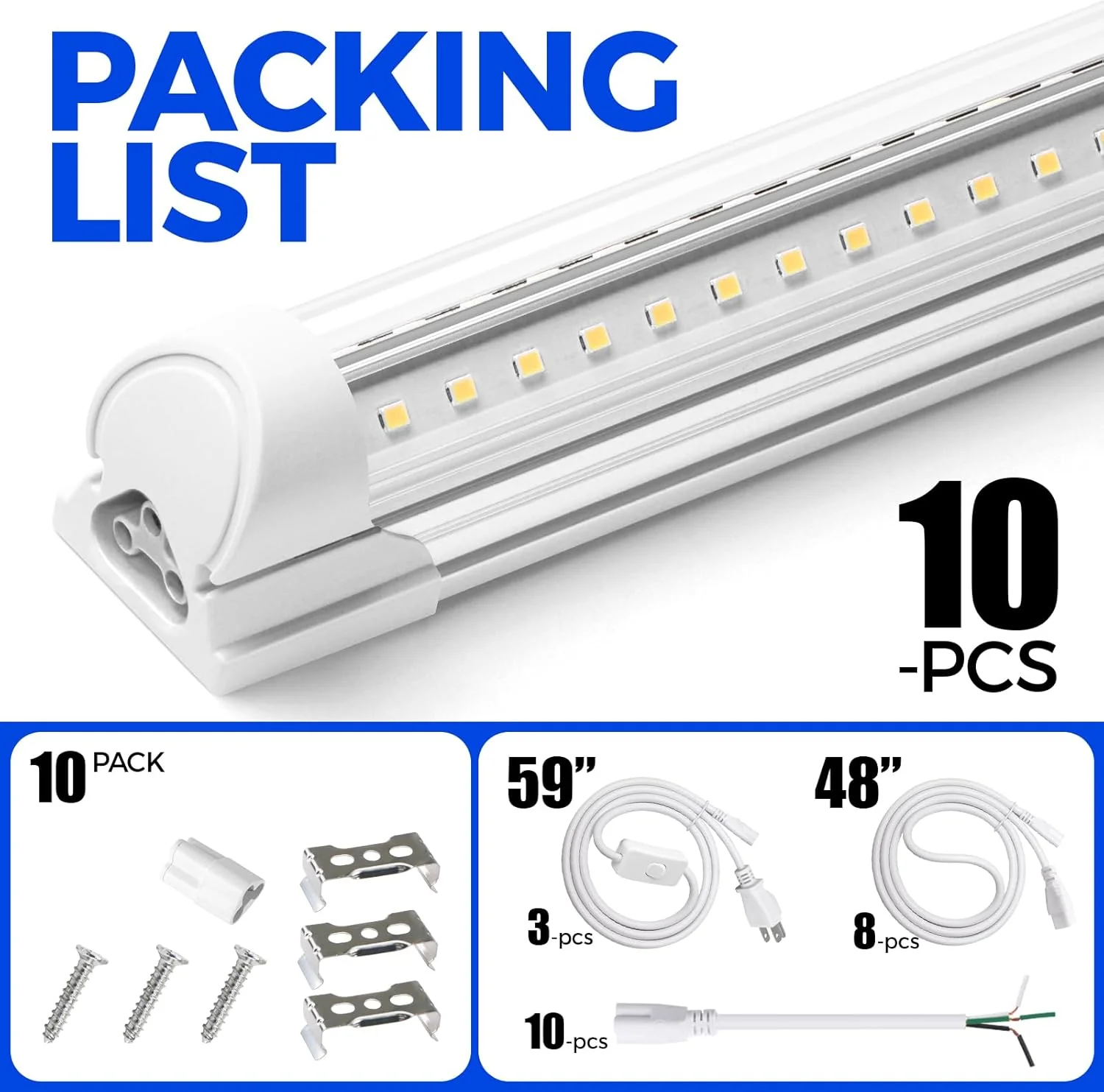 Barrina T8 60W LED Shop Lights 6FT 5000K 8500LM | Clear Cover & V Shape Tube | BAR60 - Image 11