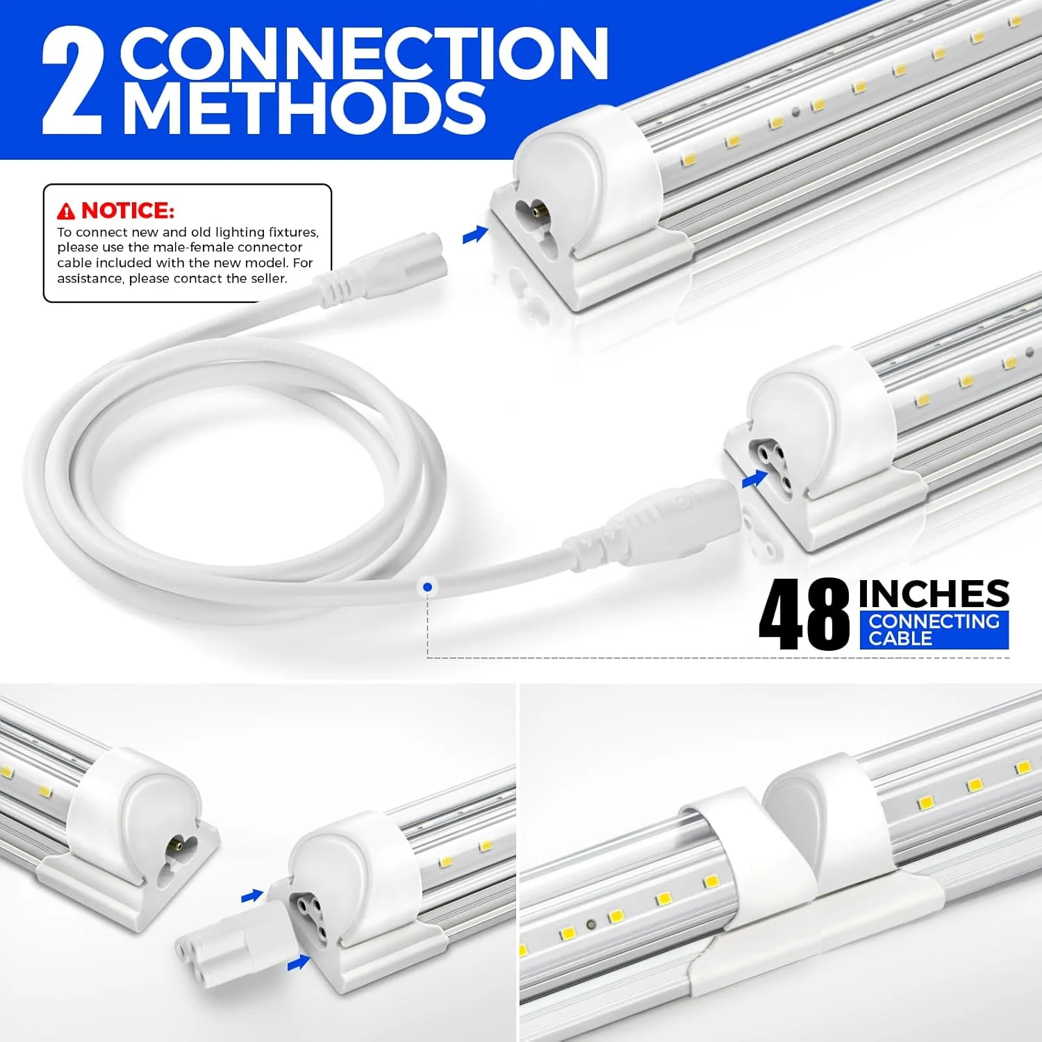 Barrina T8 60W LED Shop Lights 6FT 5000K 8500LM | Clear Cover & V Shape Tube | BAR60 - Image 6