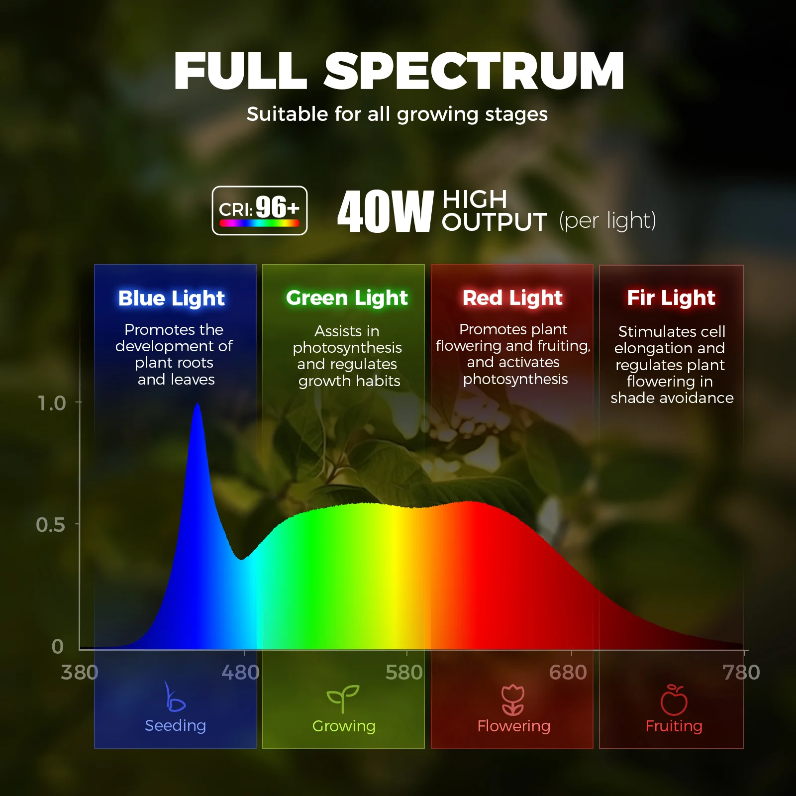 Barrina TR40 40W LED Grow Lights 5000K | Full Spectrum, Hanging & Timer | TR40 (White) - Image 5