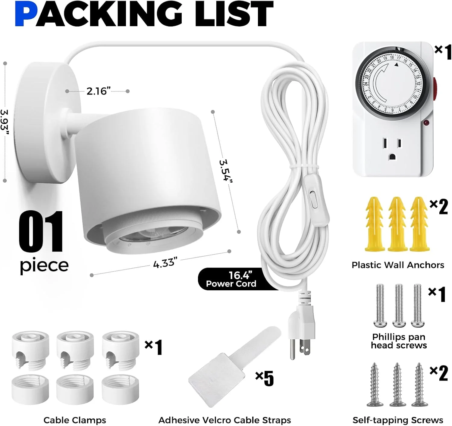 Barrina TR40a 40W LED Grow Lights 5000K | Full Spectrum, Mounted & Timer | TR40a (White) - Image 9