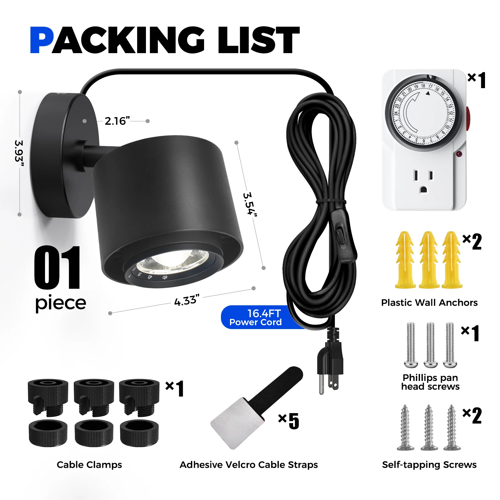 Barrina TR40a 40W LED Grow Lights 5000K | Full Spectrum, Mounted & Timer | TR40a (Black) - Image 9