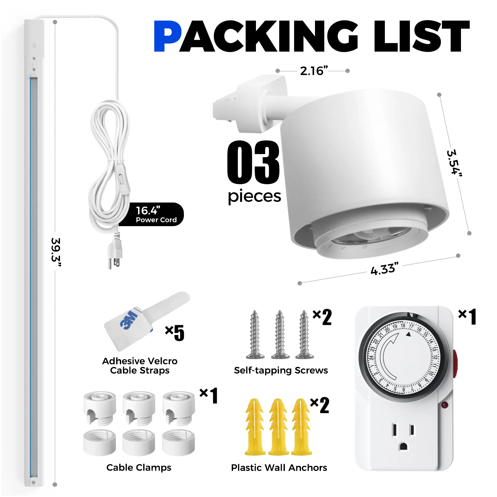 Barrina TR40c 3 x 40W LED Grow Lights 5000K | Full Spectrum, Ceiling Track & Timer | TR40c (White)) - Image 9